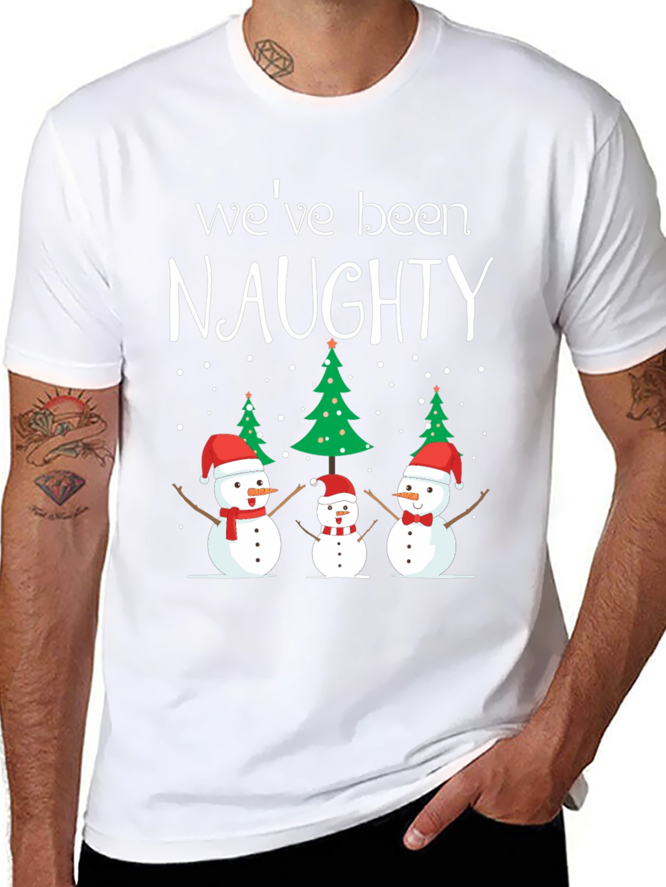 Naughty Snowman Family Christmas T-Shirt