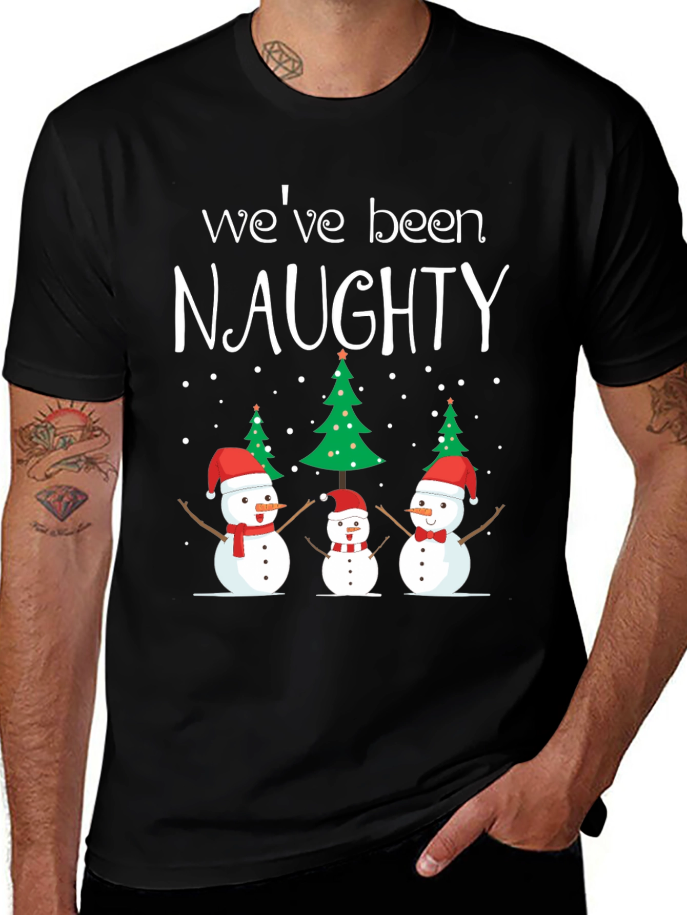 Naughty Snowman Family Christmas T-Shirt