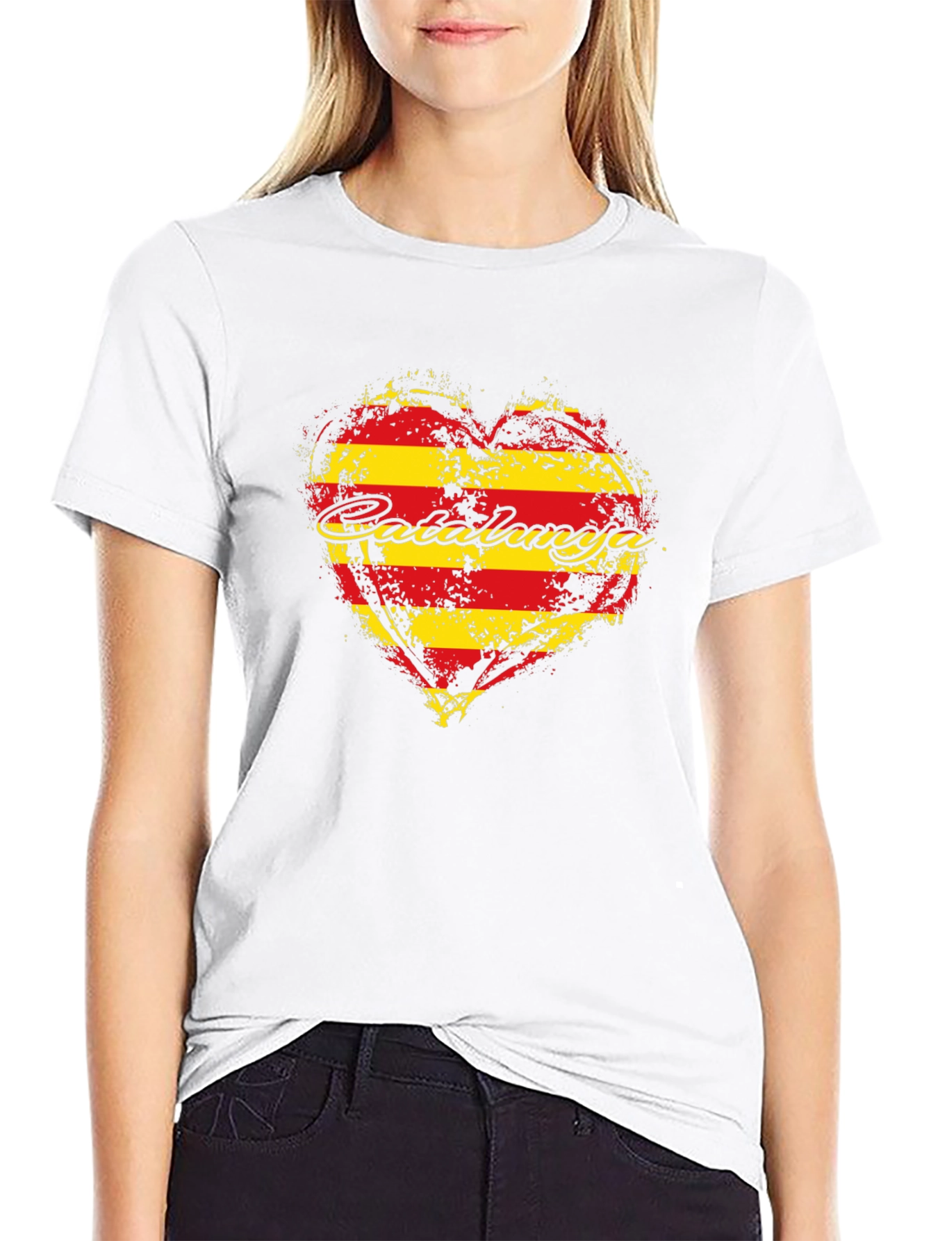 Catalunya Heart Flag T-Shirt - Black