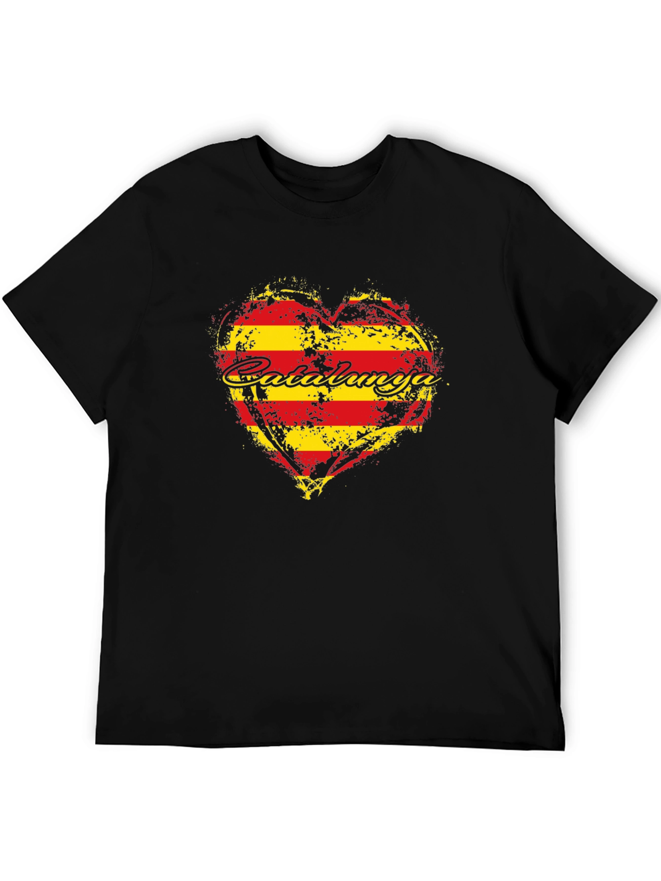 Catalunya Heart Flag T-Shirt - Black
