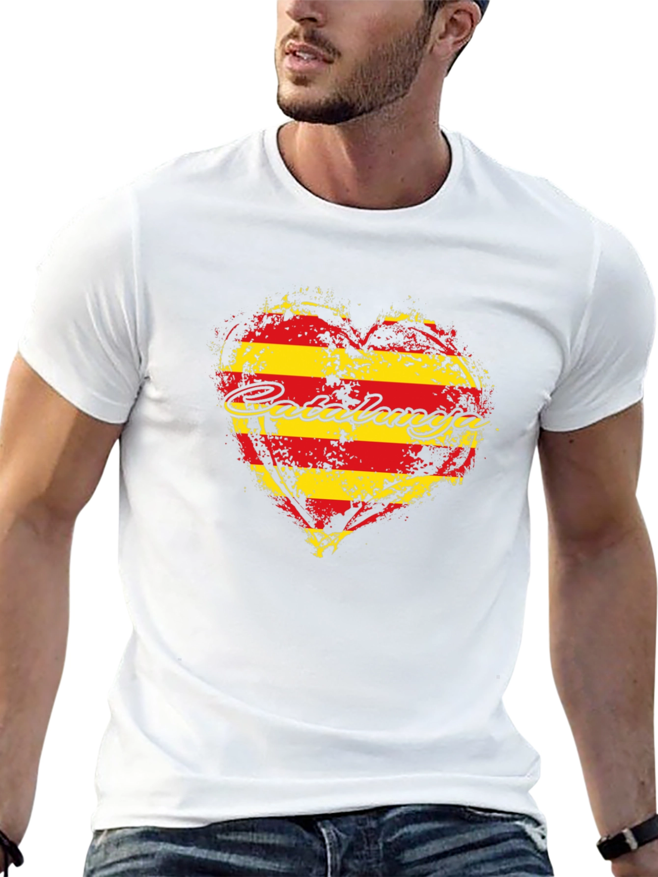 Catalunya Heart Flag T-Shirt - Black
