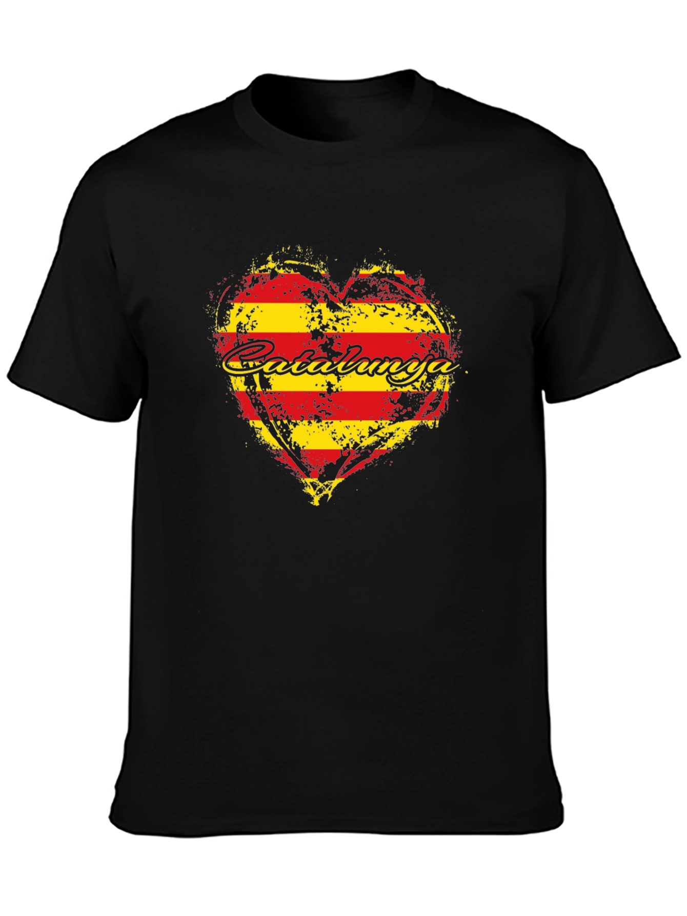 Catalunya Heart Flag T-Shirt - Black