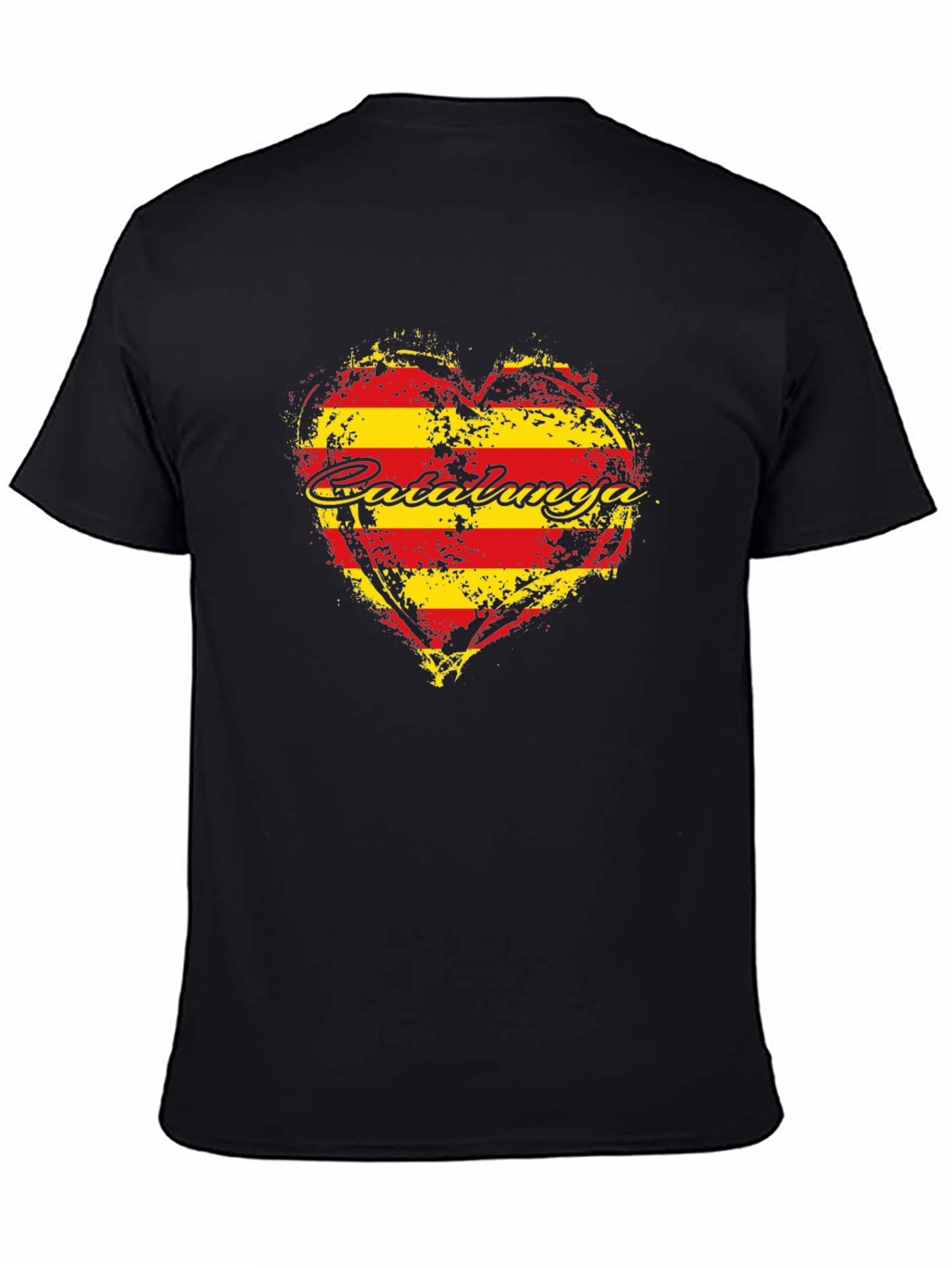 Catalunya Heart Flag T-Shirt - Black