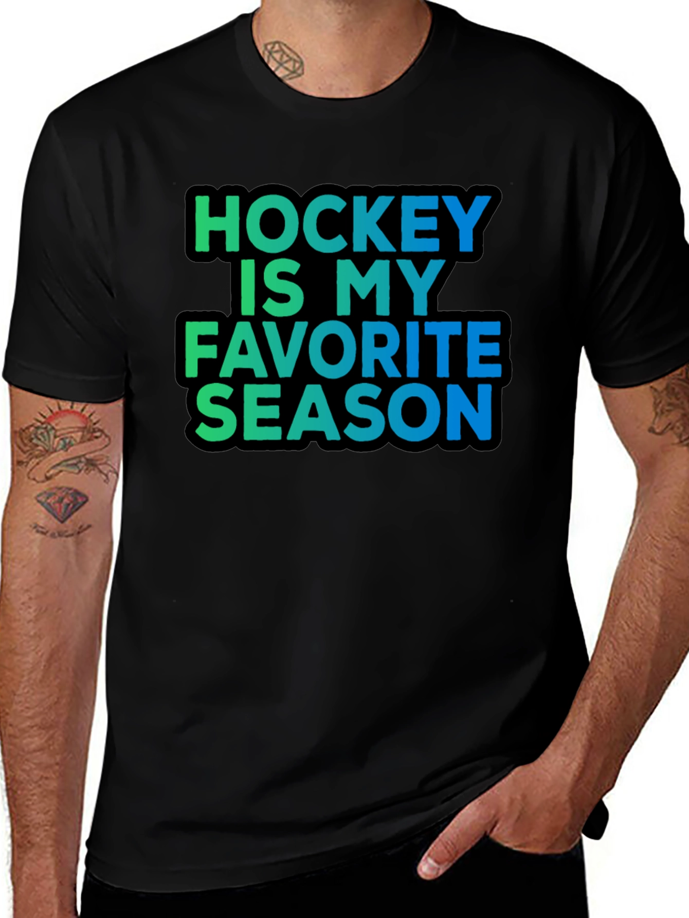 Hockey Is My Favorite Season Black T-Shirt