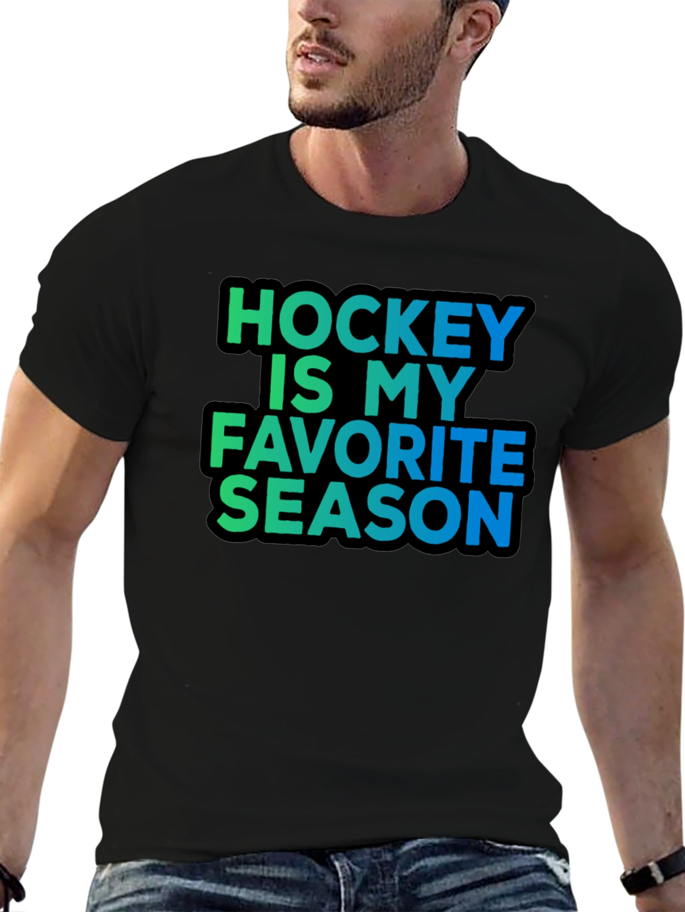 Hockey Is My Favorite Season Black T-Shirt