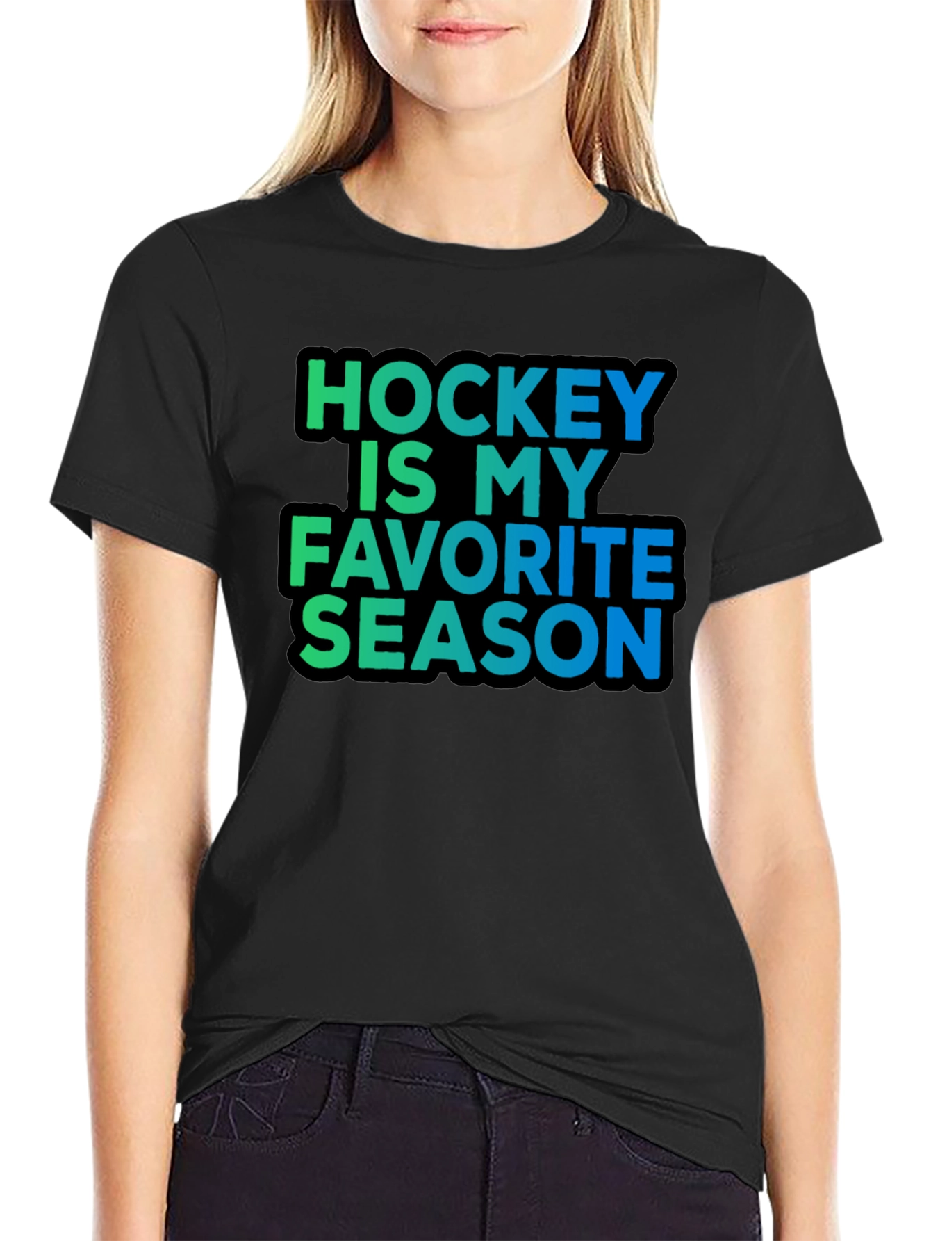Hockey Is My Favorite Season Black T-Shirt