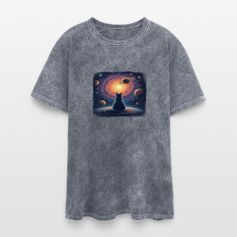 Galaxy Cat T-Shirt - Cute Kitten Staring at Saturn