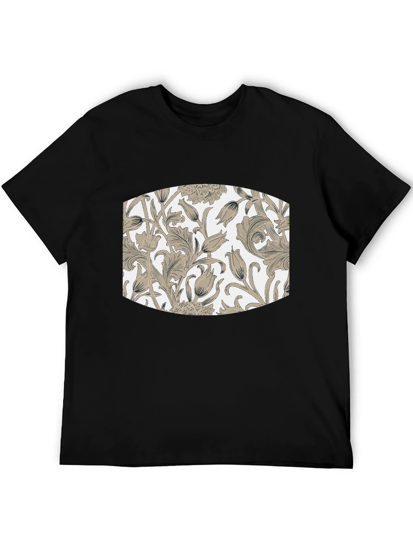 Floral Pattern T-Shirt - Black
