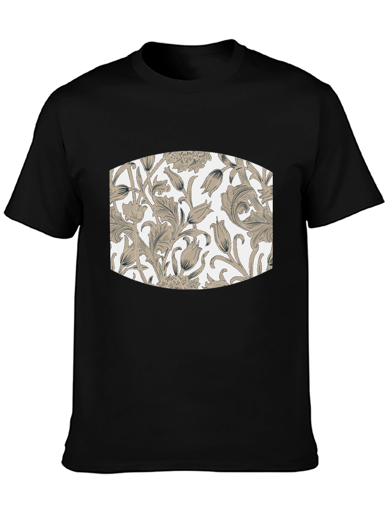 Floral Pattern T-Shirt - Black