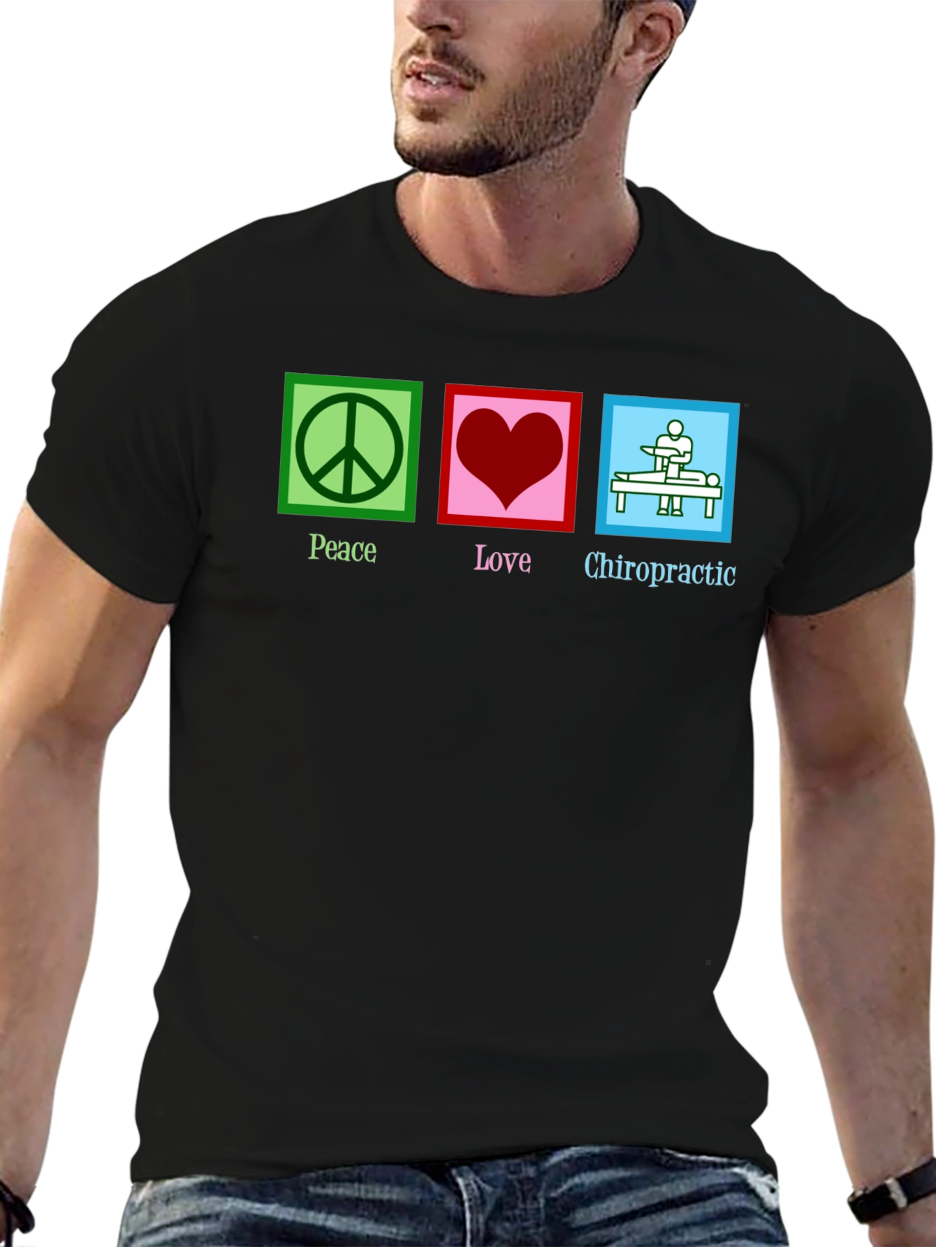 Peace Love Chiropractic Black T-Shirt