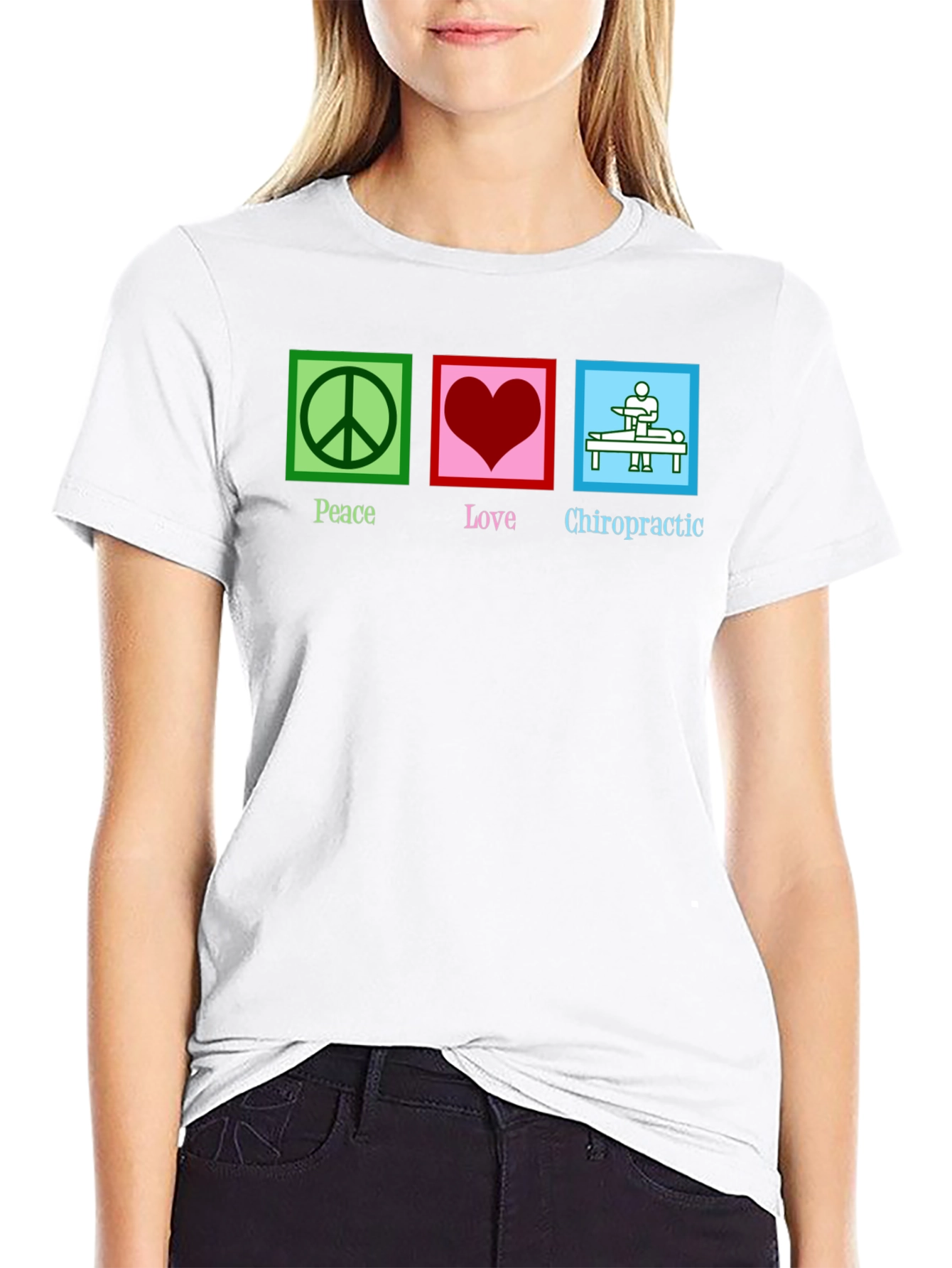Peace Love Chiropractic Black T-Shirt