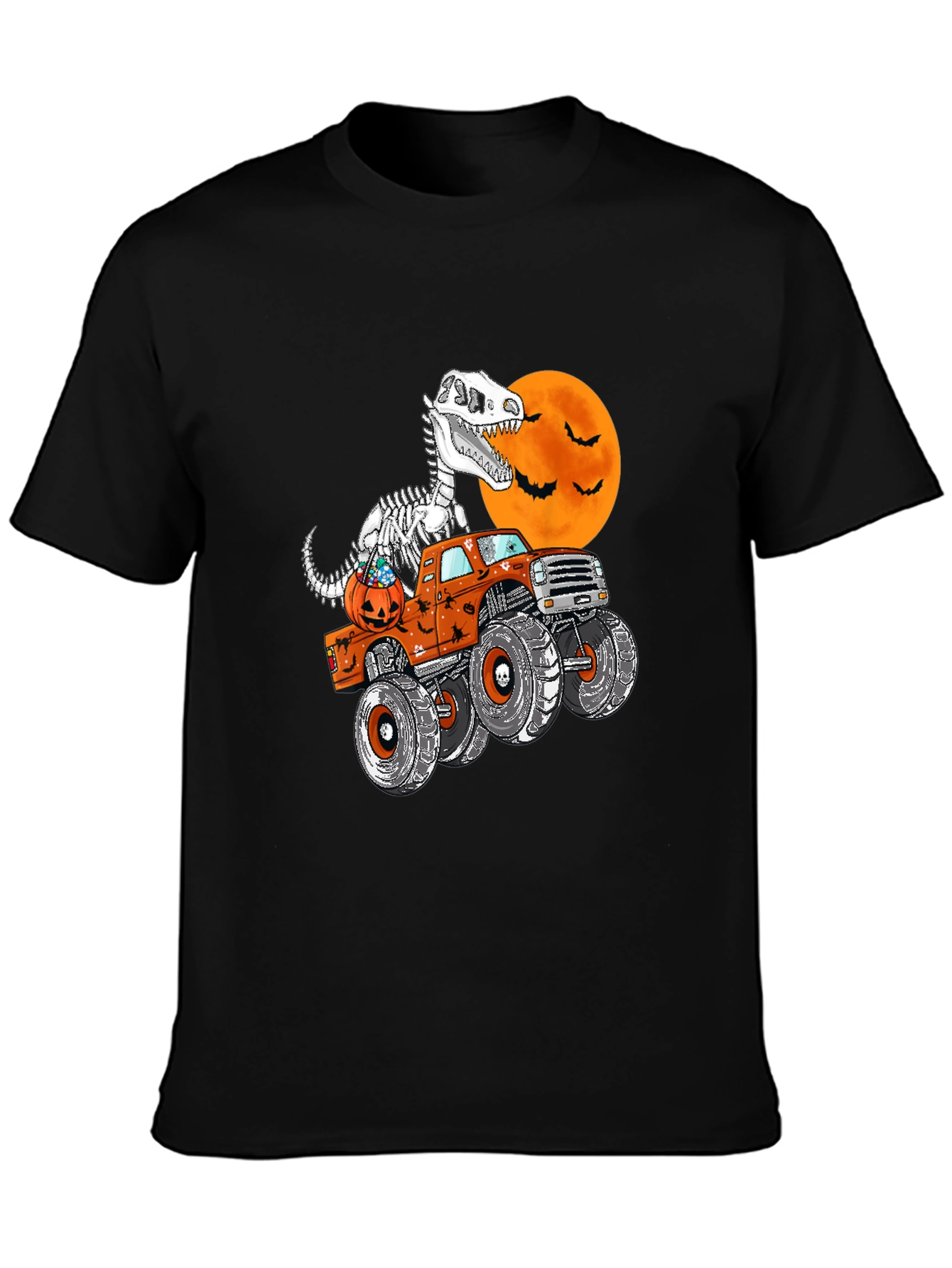 Halloween Dino Skeleton Monster Truck T-Shirt