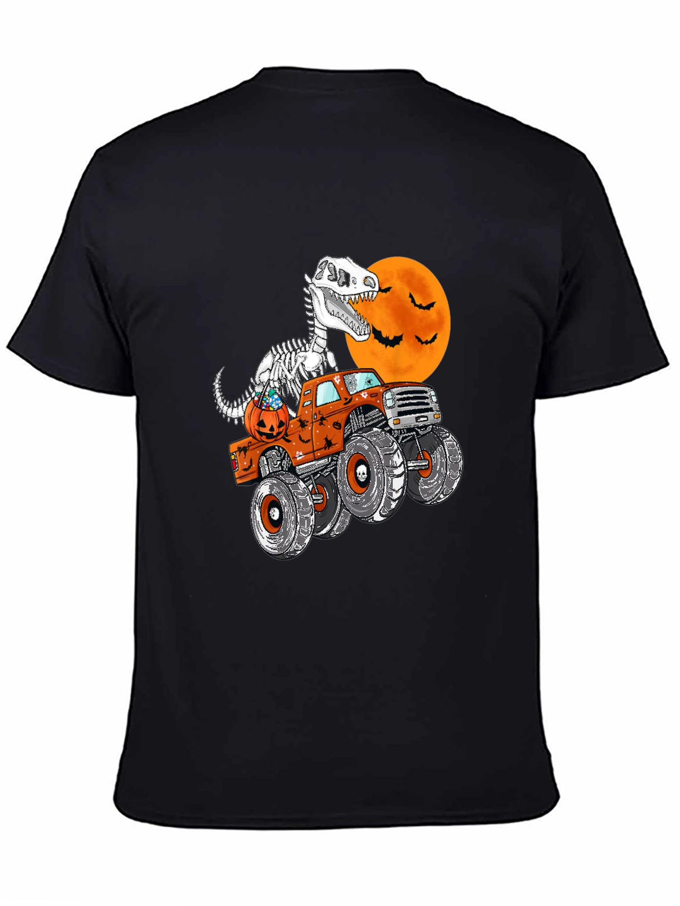 Halloween Dino Skeleton Monster Truck T-Shirt