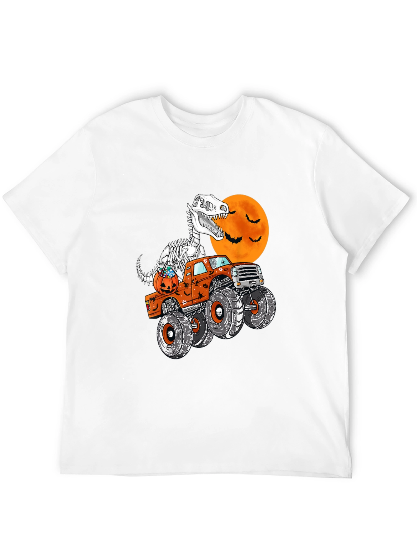 Halloween Dino Skeleton Monster Truck T-Shirt