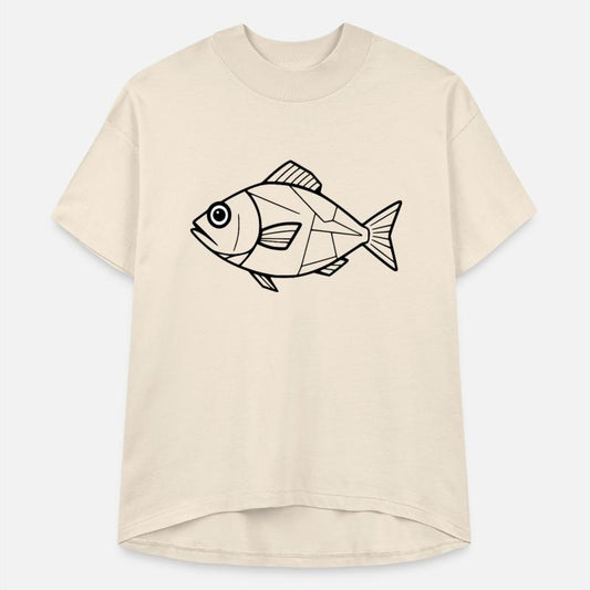 Geometric Fish Design - Minimalist Black and White