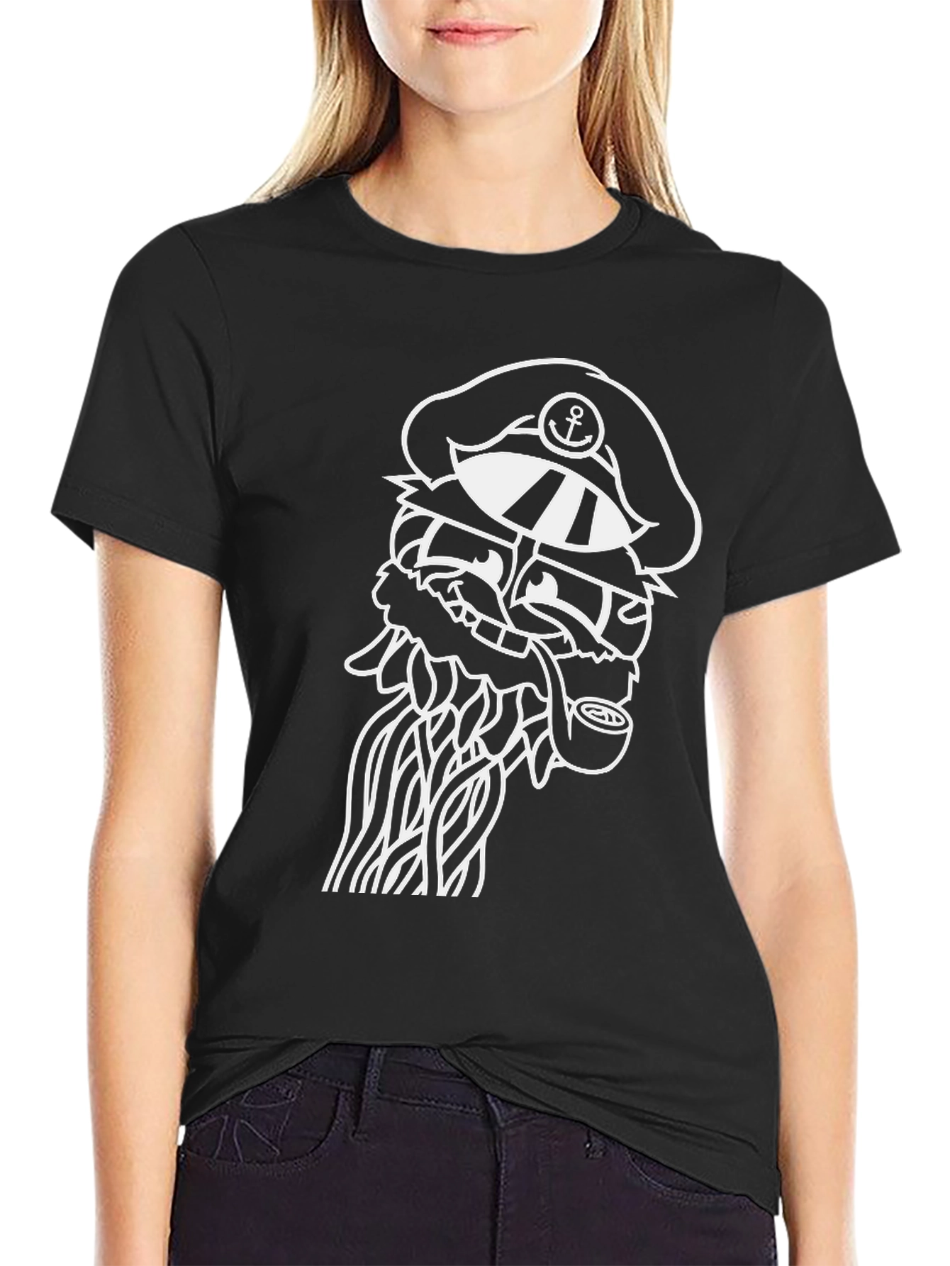 Nautical Octopus Graphic Tee - Black Cotton T-Shirt