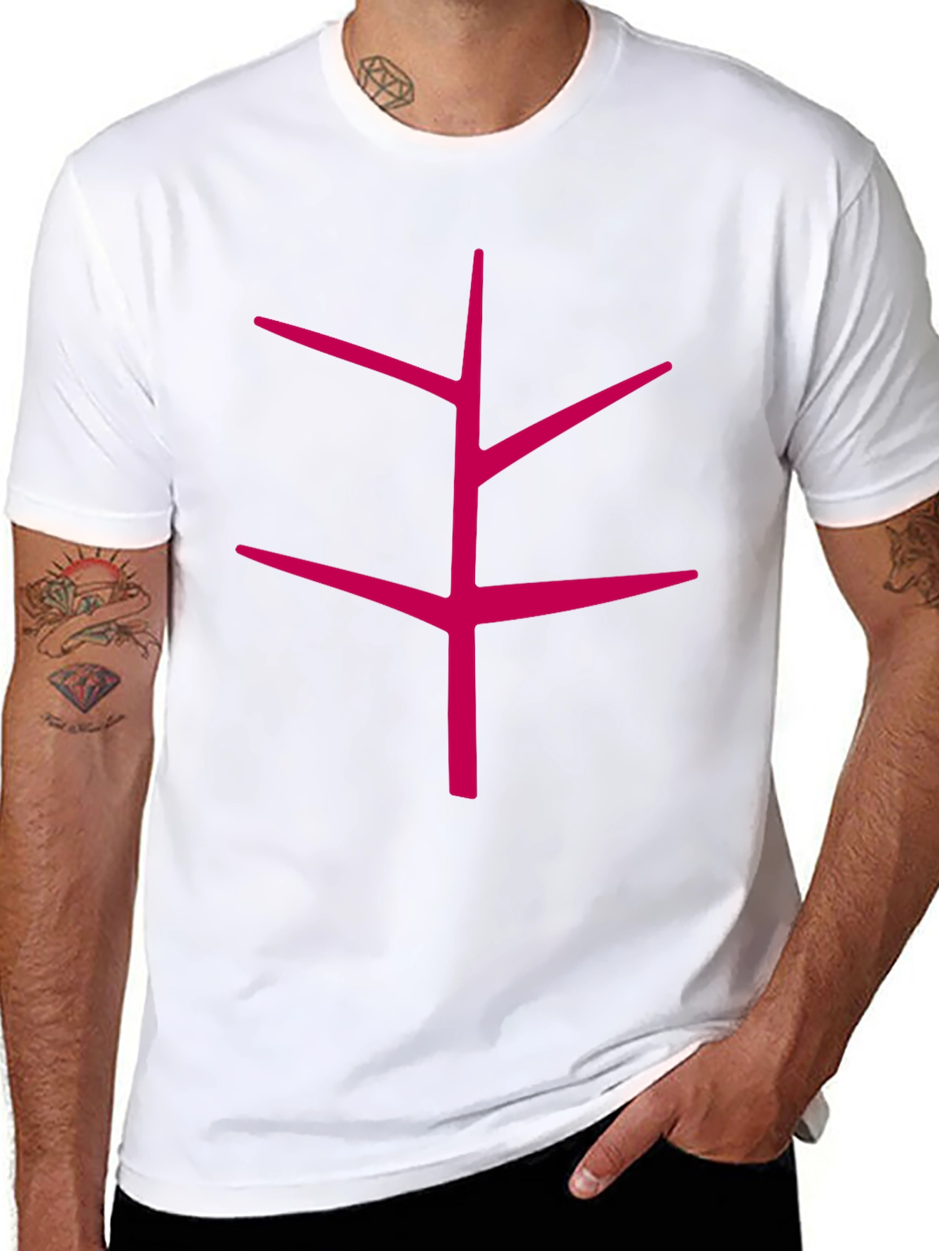 Modern Tree Branch Graphic Black T-Shirt