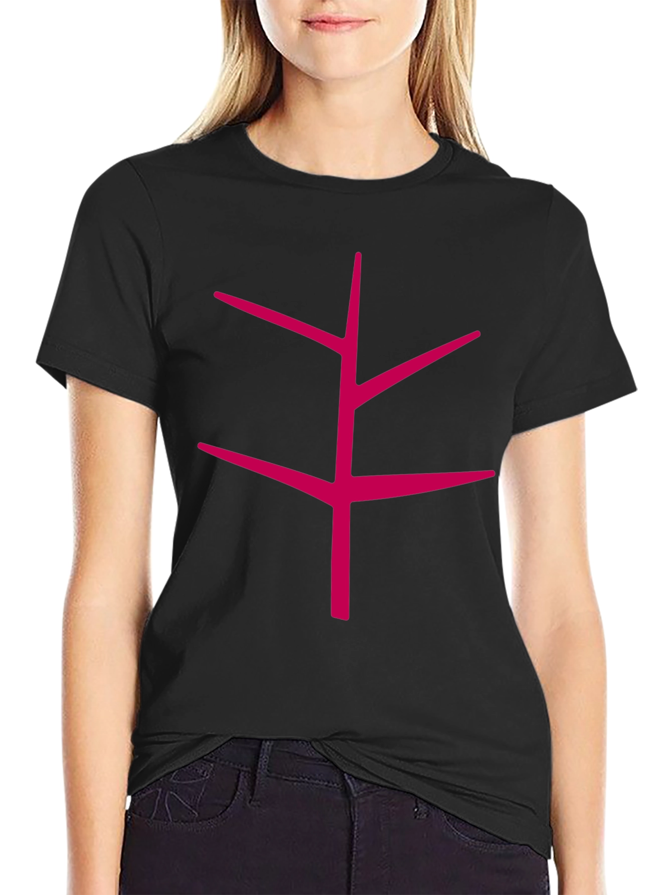 Modern Tree Branch Graphic Black T-Shirt