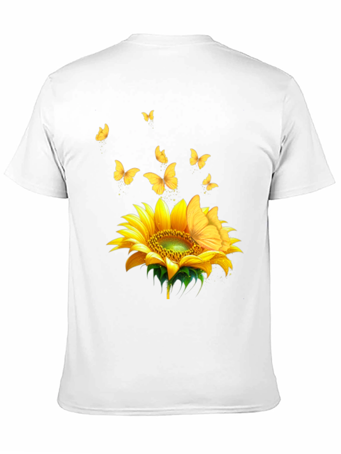 Sunflower Butterfly Black T-Shirt