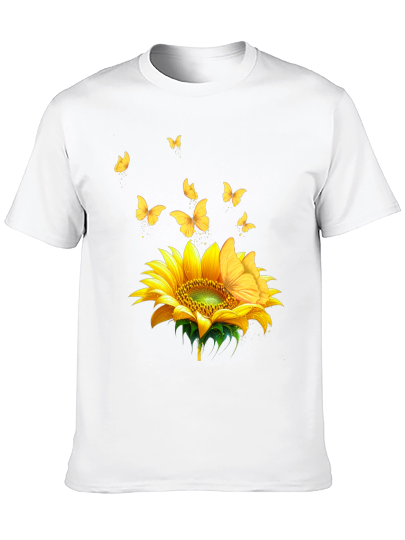 Sunflower Butterfly Black T-Shirt