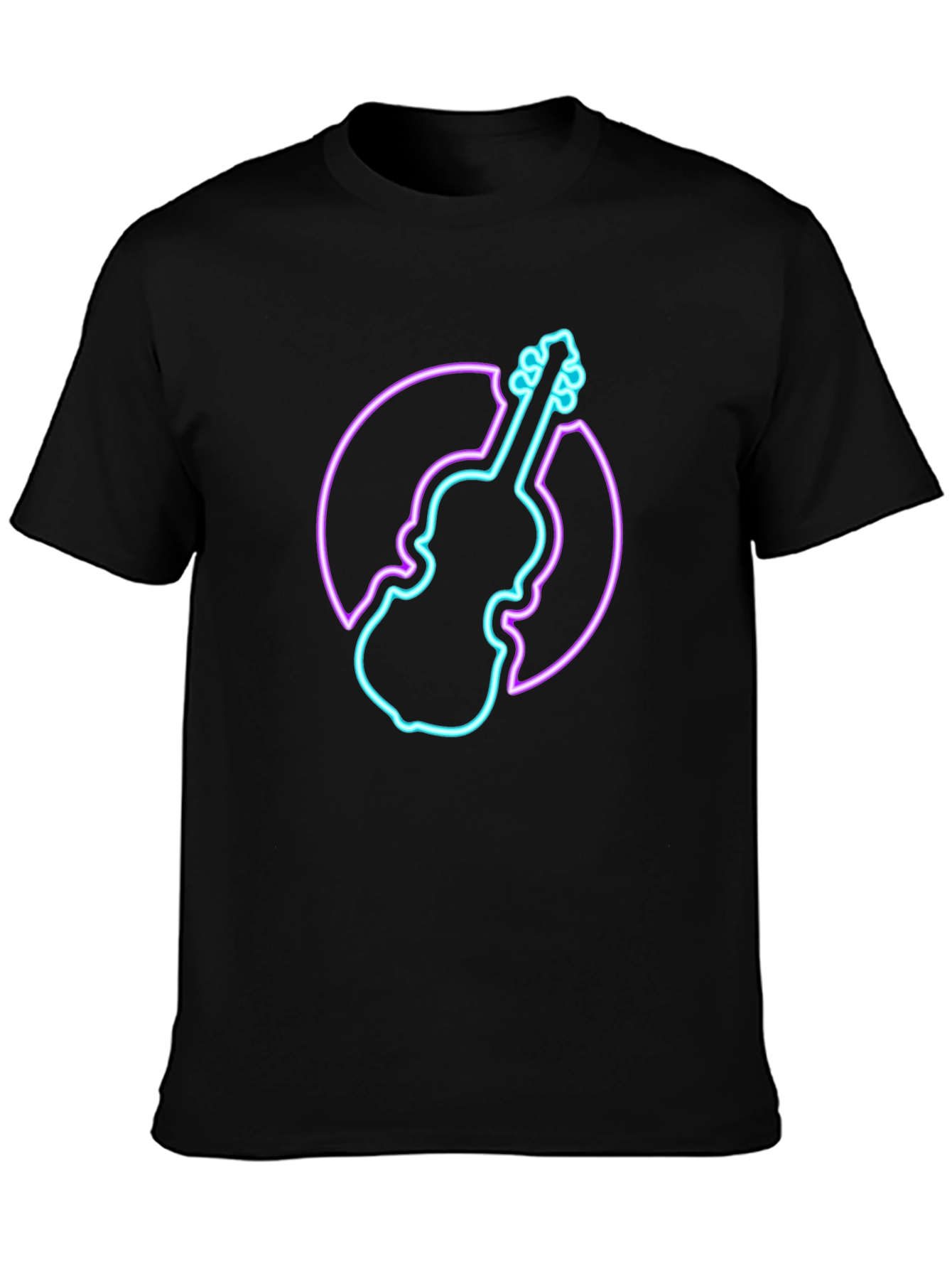 Neon Violin Graphic Tee - Stylish Musician T-Shirt