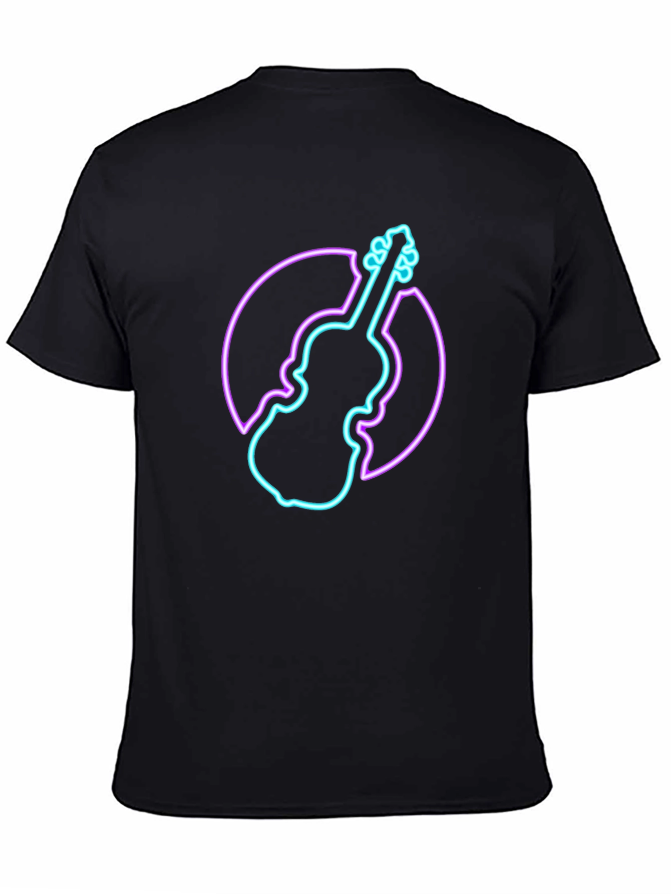 Neon Violin Graphic Tee - Stylish Musician T-Shirt