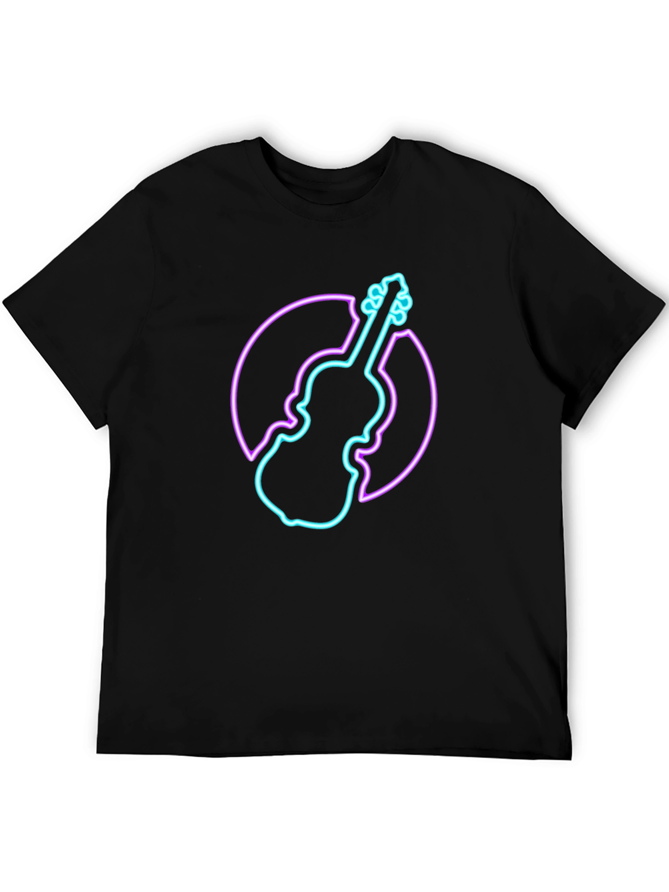Neon Violin Graphic Tee - Stylish Musician T-Shirt