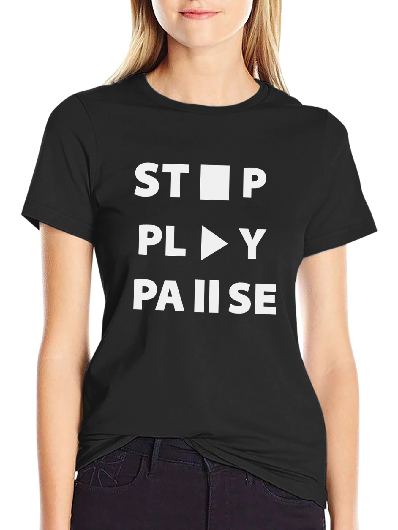 Stop Play Pause Graphic T-Shirt - Music Lover Tee