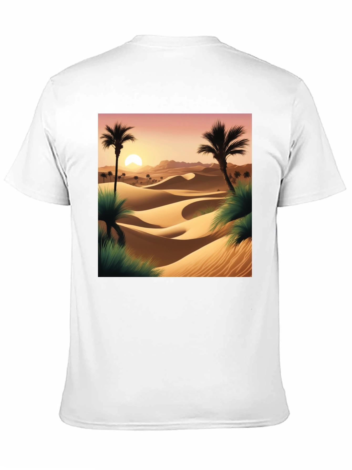 Desert Sunset Graphic Tee - Black Cotton T-Shirt