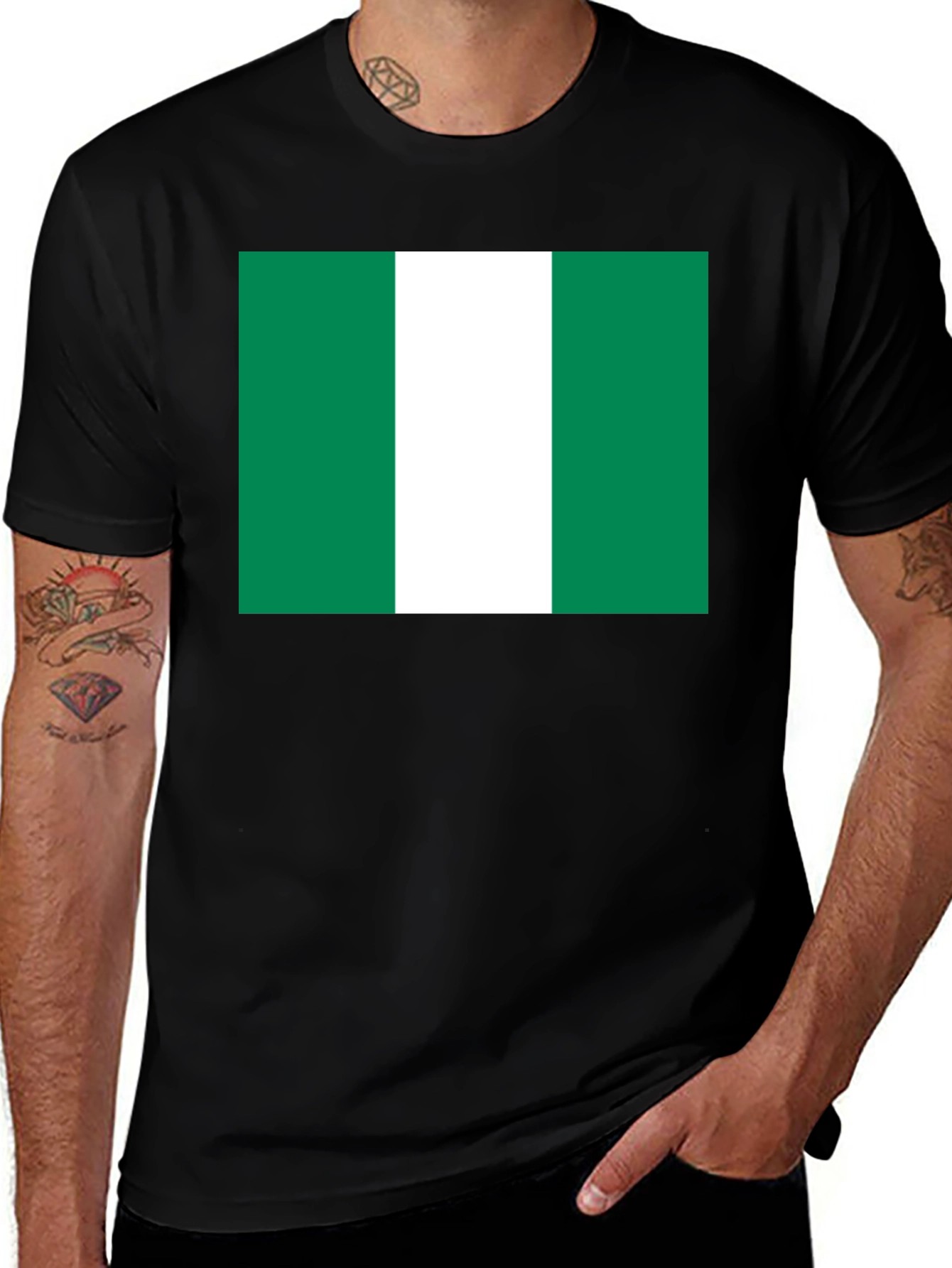 Nigeria Flag T-Shirt - Black Cotton Tee