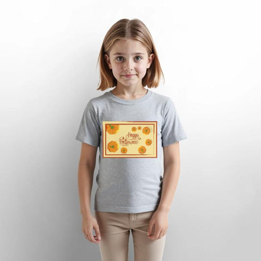 Greetings Happy Halloween typography and pumpkins