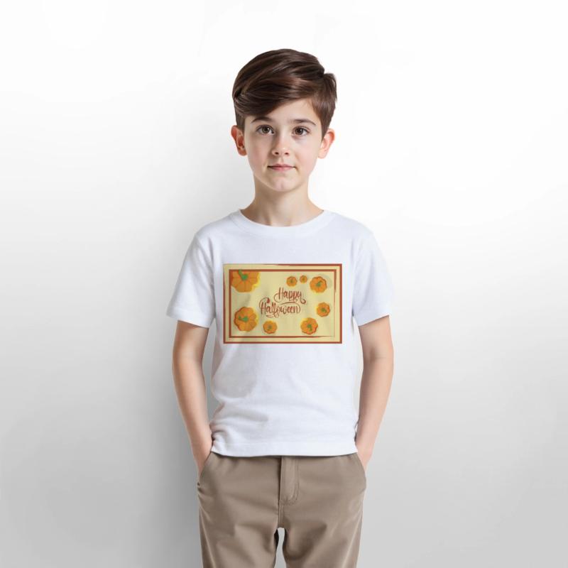 Greetings Happy Halloween typography and pumpkins