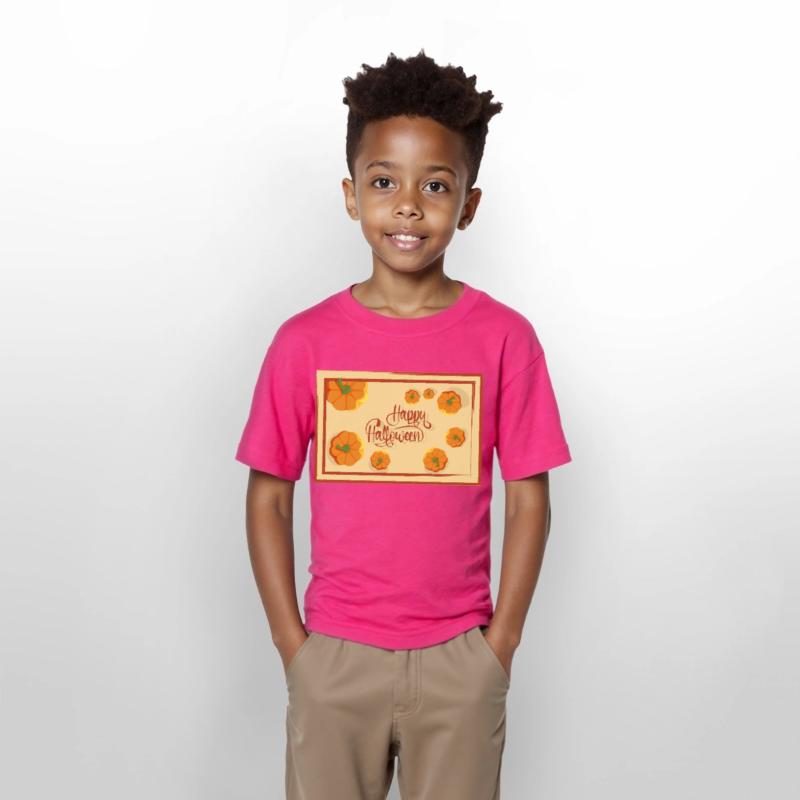 Greetings Happy Halloween typography and pumpkins