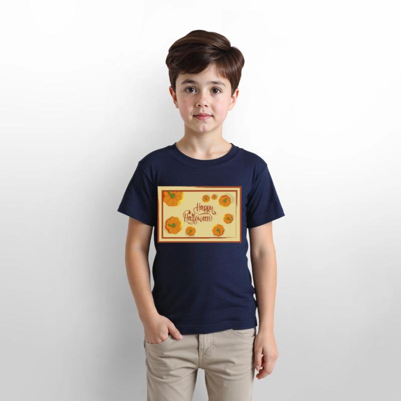 Greetings Happy Halloween typography and pumpkins