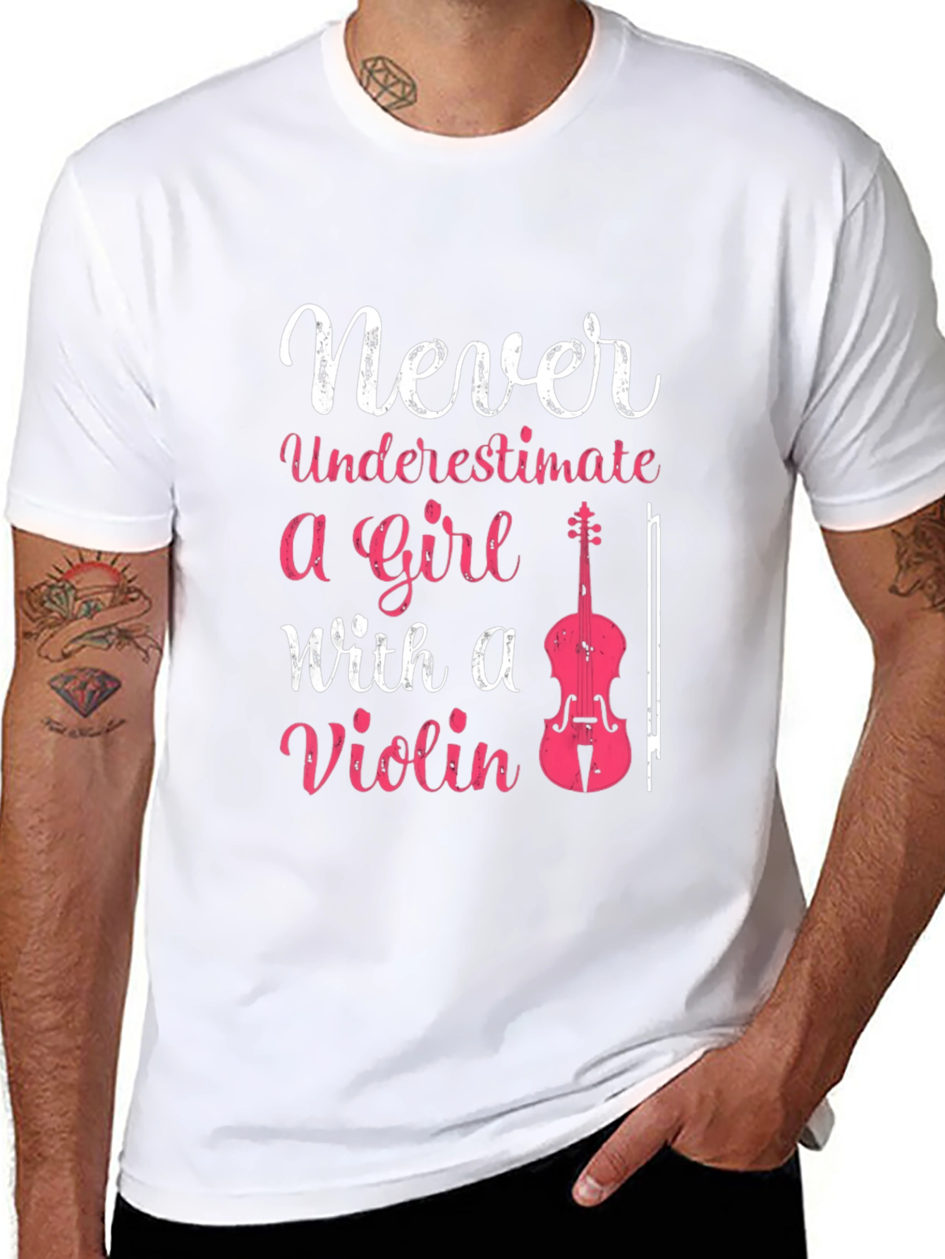Never Underestimate a Girl with a Violin T-Shirt