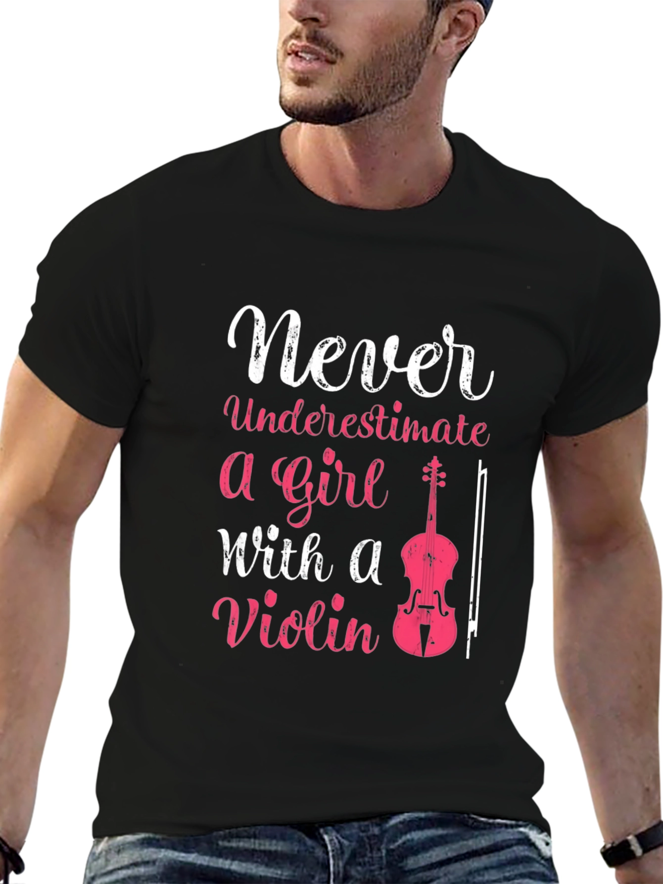 Never Underestimate a Girl with a Violin T-Shirt