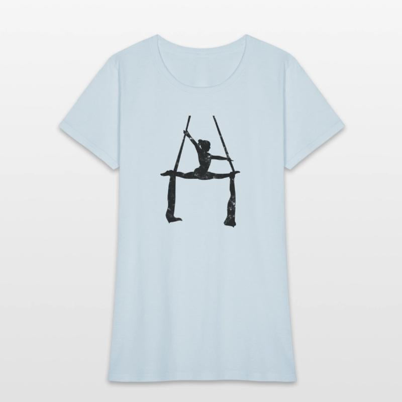 Gymnast doing aerial silk moves - acrobatic