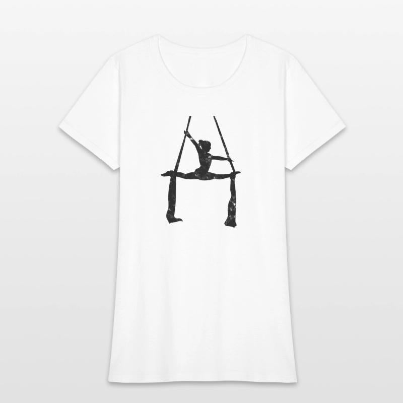 Gymnast doing aerial silk moves - acrobatic