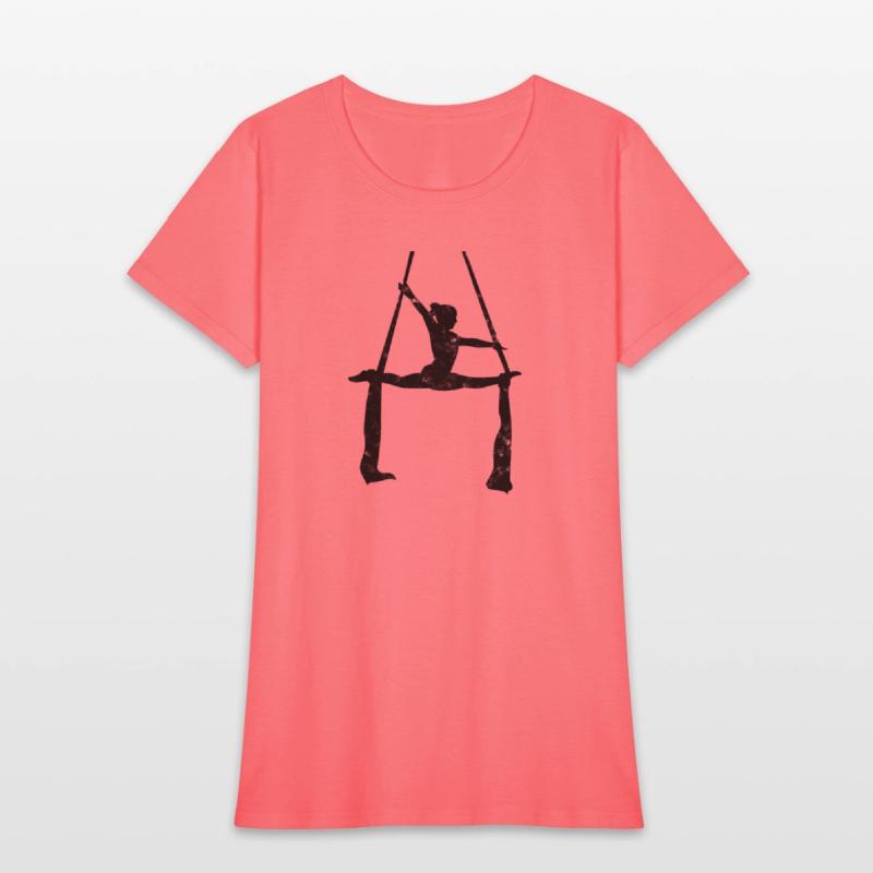 Gymnast doing aerial silk moves - acrobatic