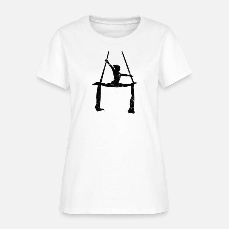 Gymnast doing aerial silk moves - acrobatic