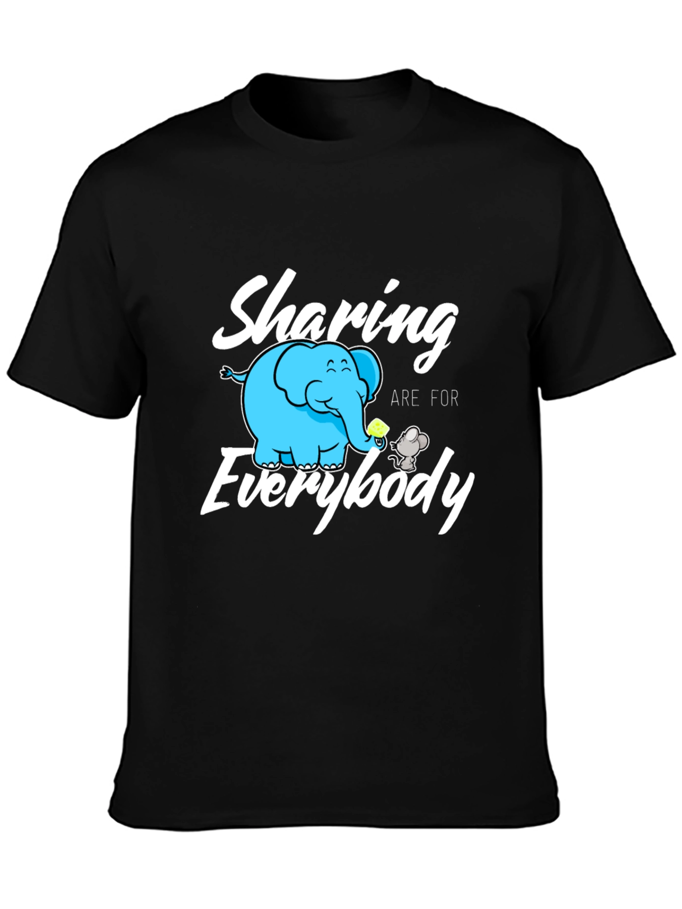 Sharing Everybody T-Shirt: Cute Cartoon Elephant & Mouse