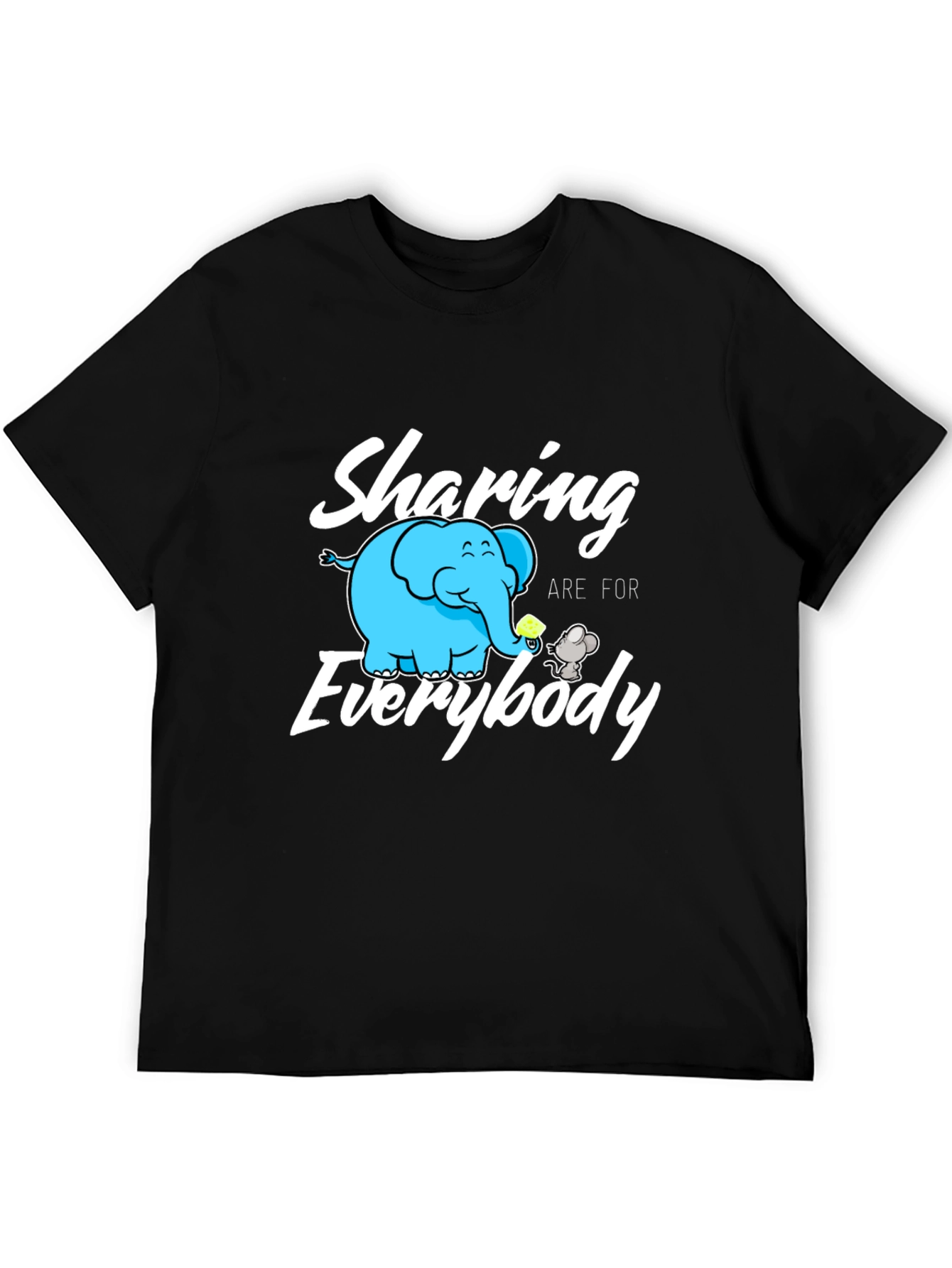 Sharing Everybody T-Shirt: Cute Cartoon Elephant & Mouse