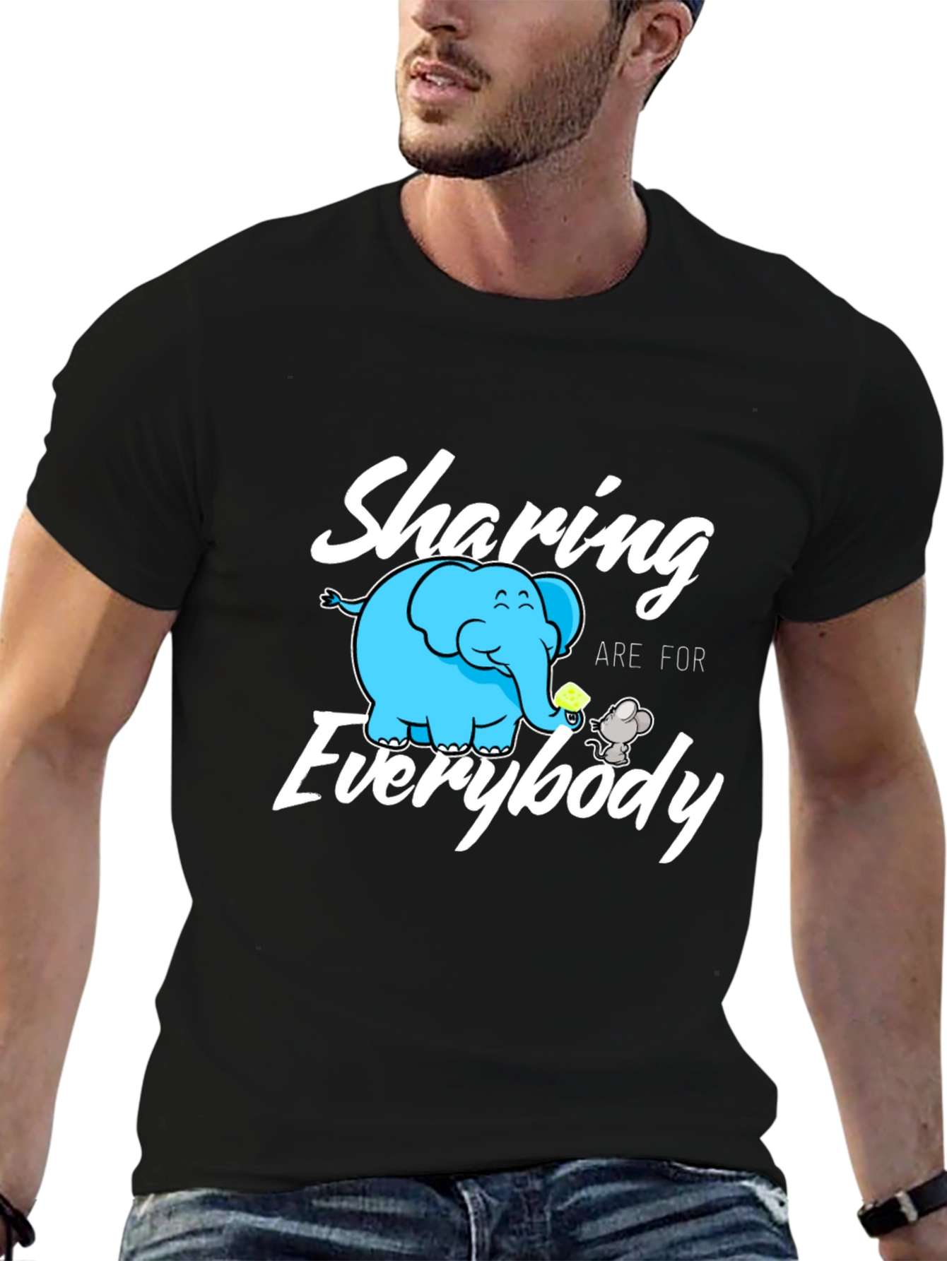 Sharing Everybody T-Shirt: Cute Cartoon Elephant & Mouse