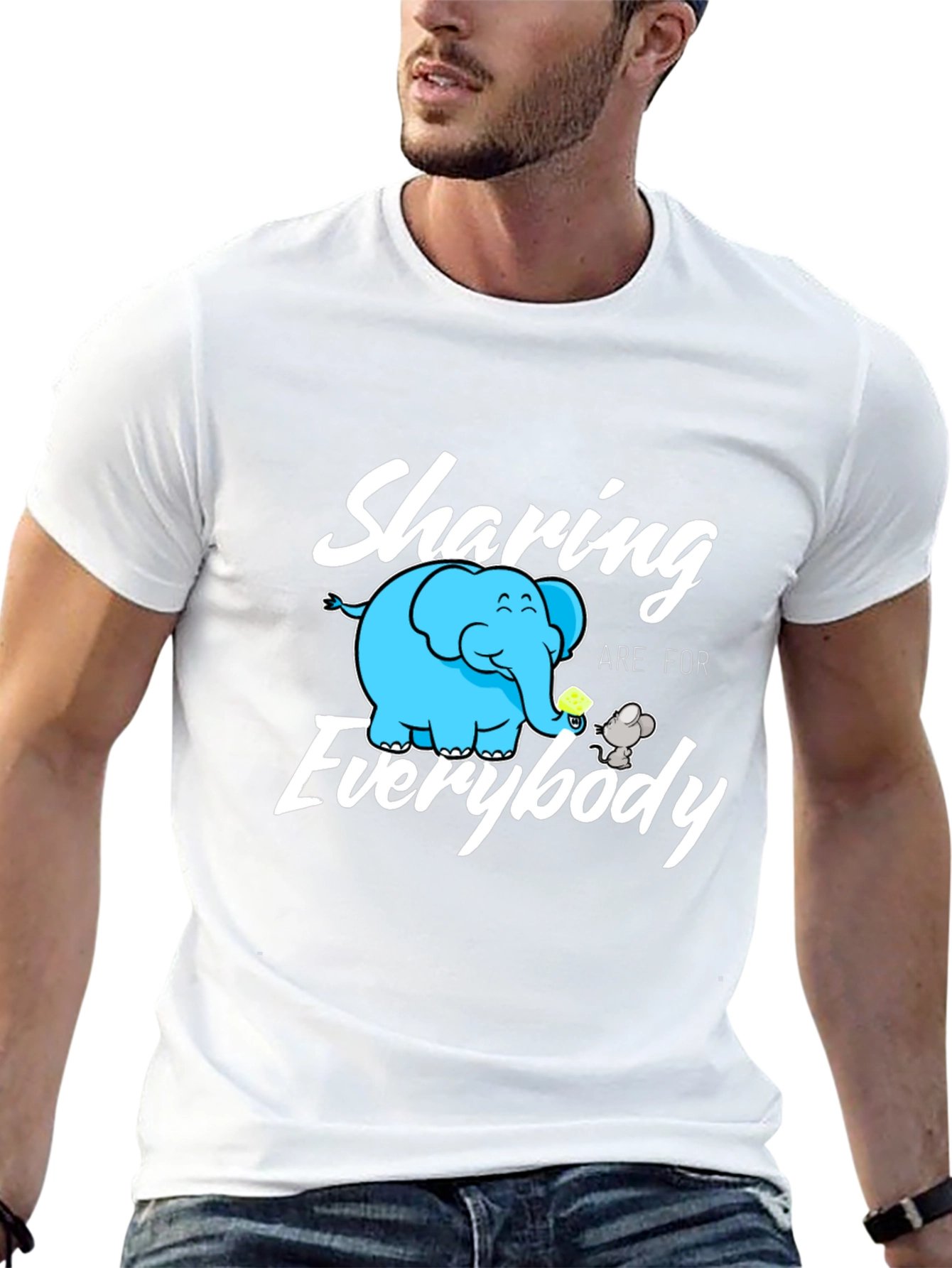 Sharing Everybody T-Shirt: Cute Cartoon Elephant & Mouse