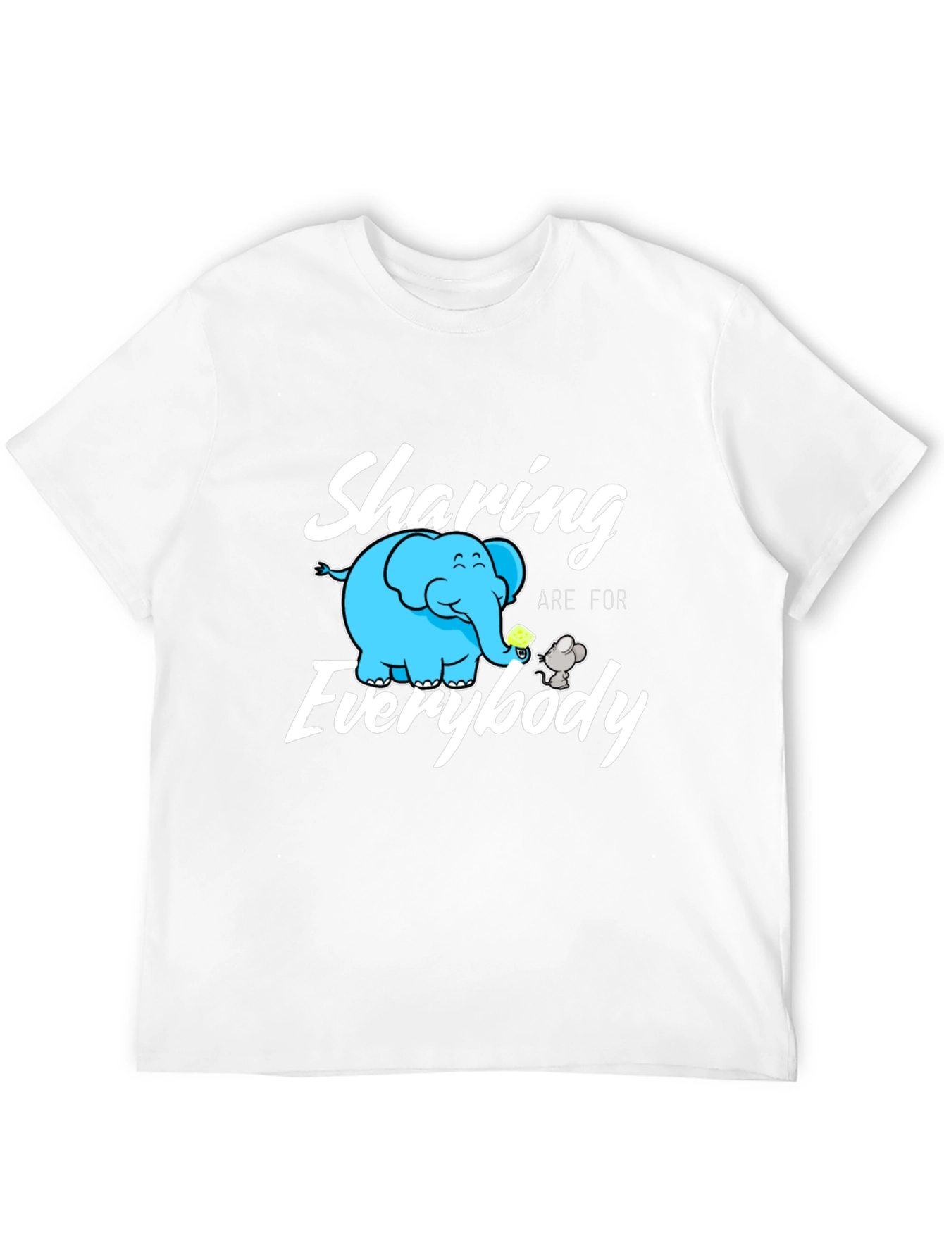 Sharing Everybody T-Shirt: Cute Cartoon Elephant & Mouse