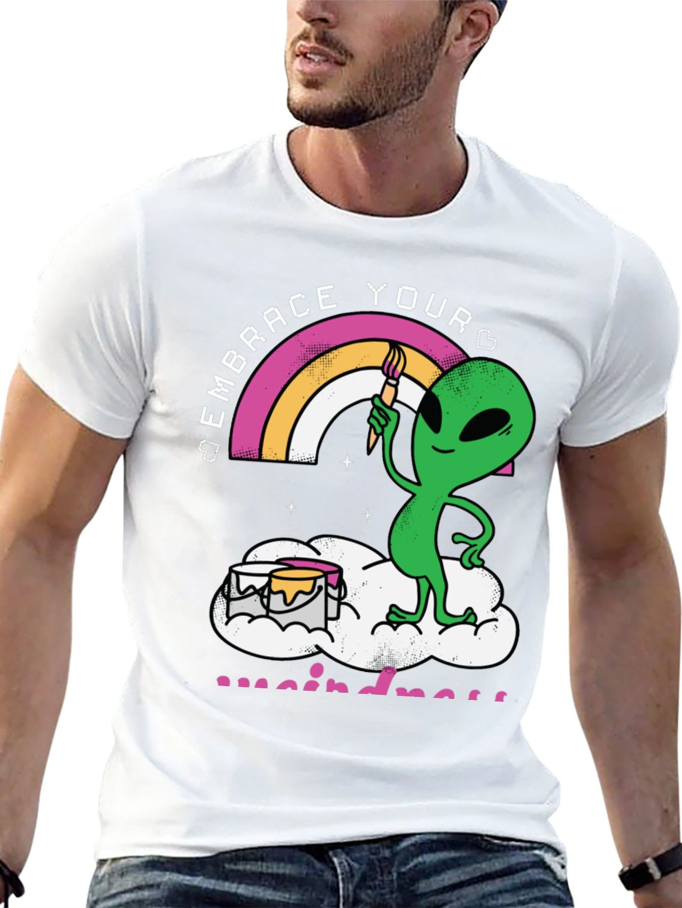 Embrace Your Weirdness T-Shirt Alien Rainbow