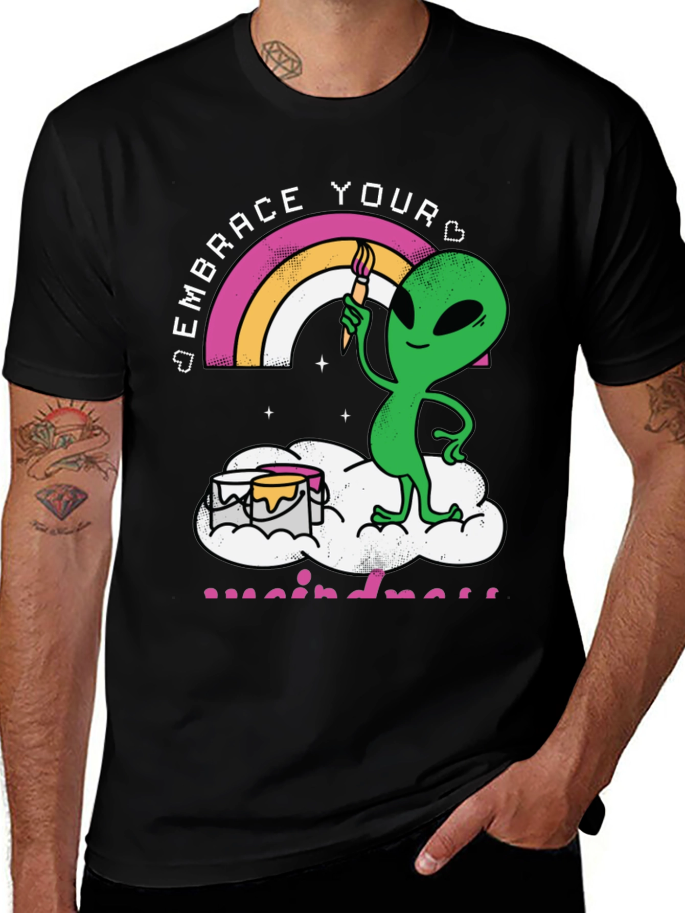 Embrace Your Weirdness T-Shirt Alien Rainbow