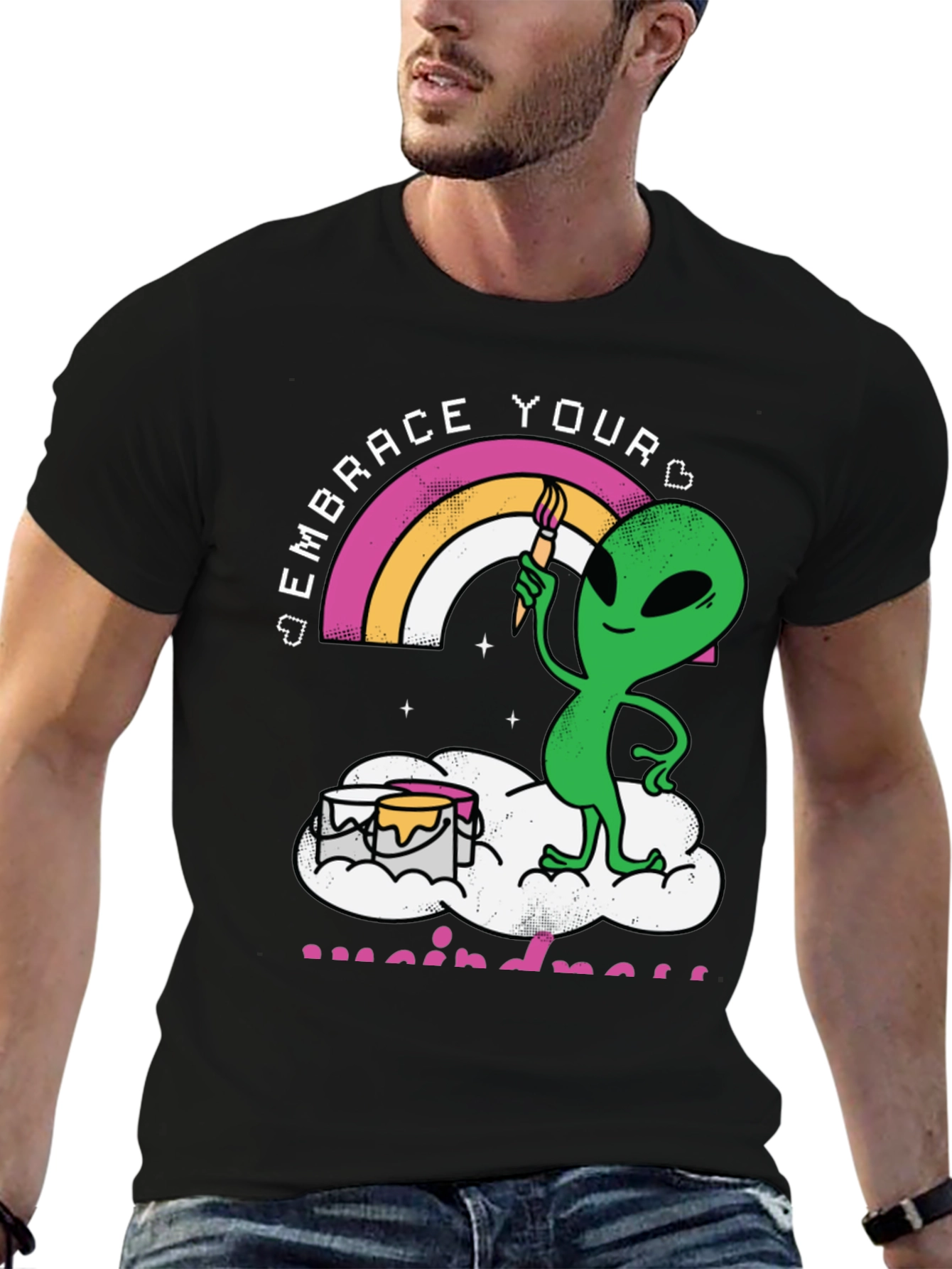 Embrace Your Weirdness T-Shirt Alien Rainbow