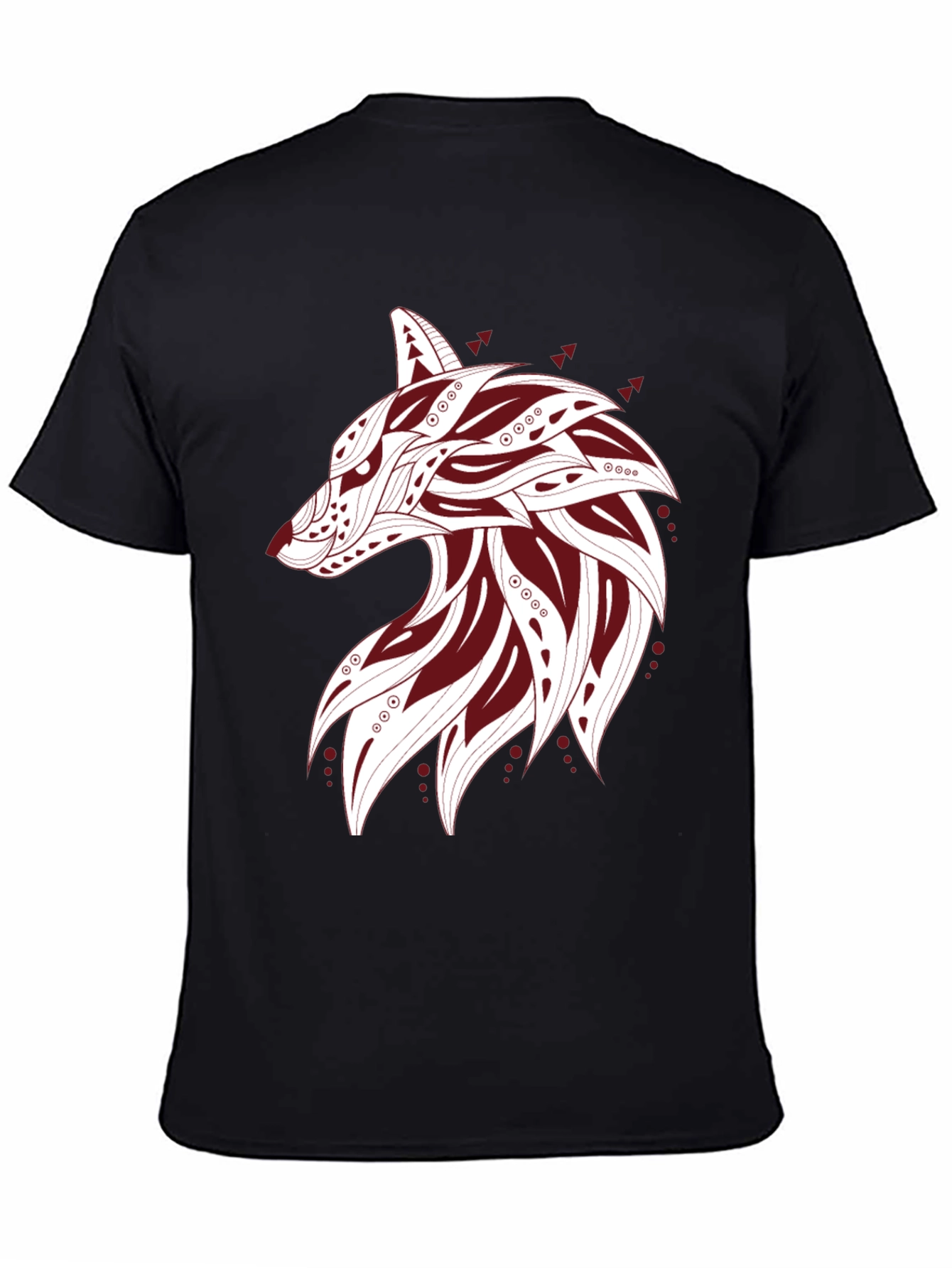 Tribal Wolf Graphic Tee - Stylish Black T-Shirt