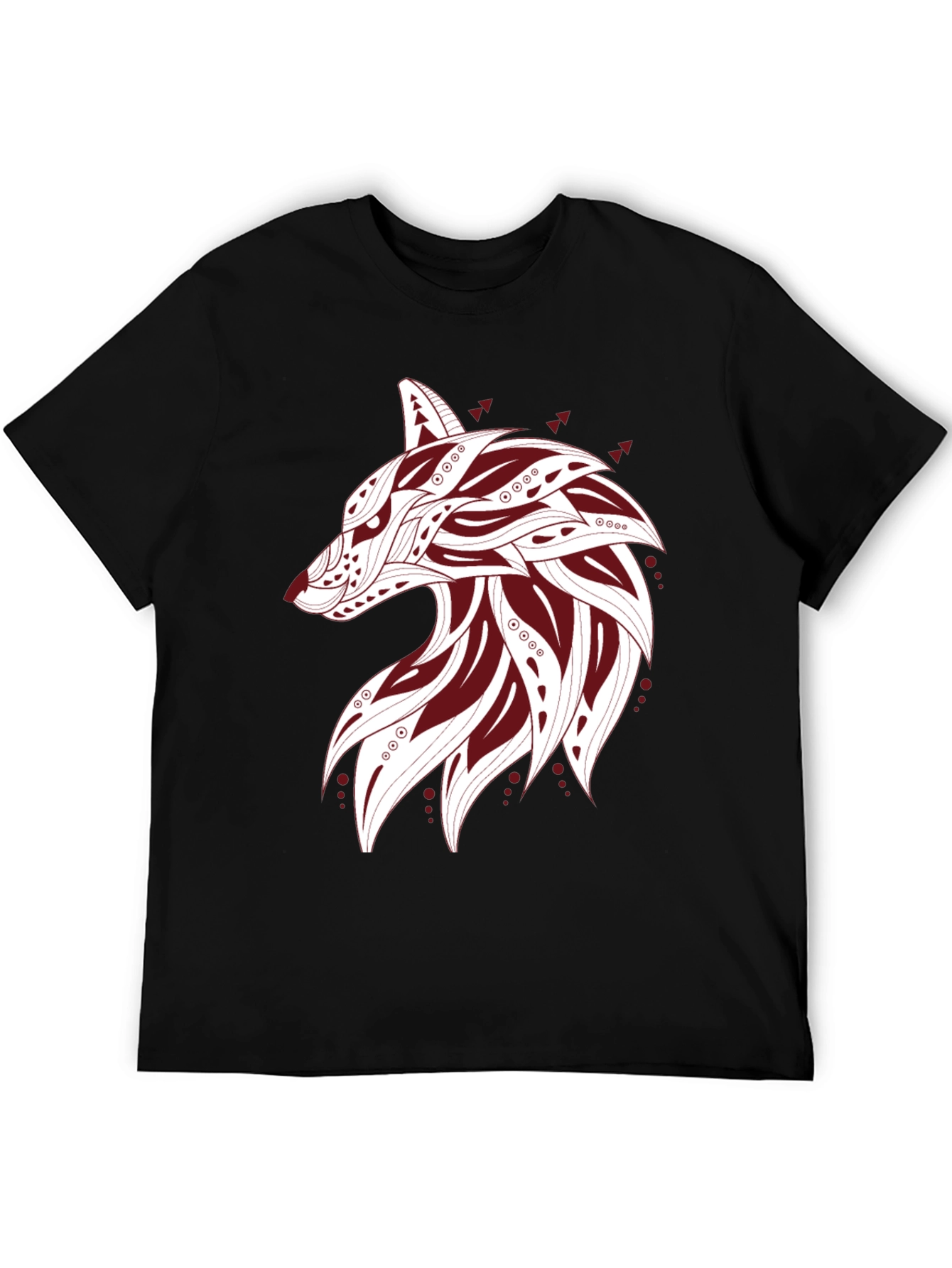 Tribal Wolf Graphic Tee - Stylish Black T-Shirt